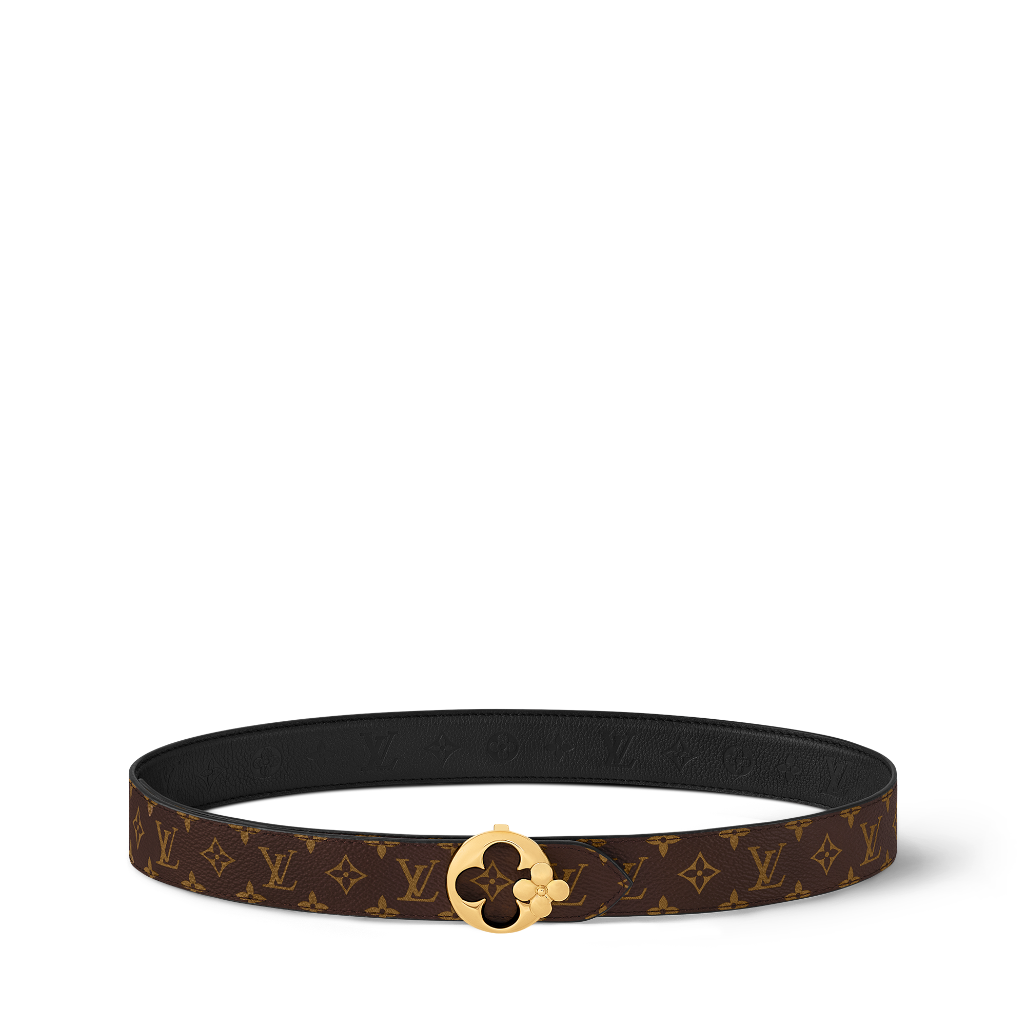 LV Flowergram Round 30毫米雙面皮帶 Monogram 帆布 in 女士