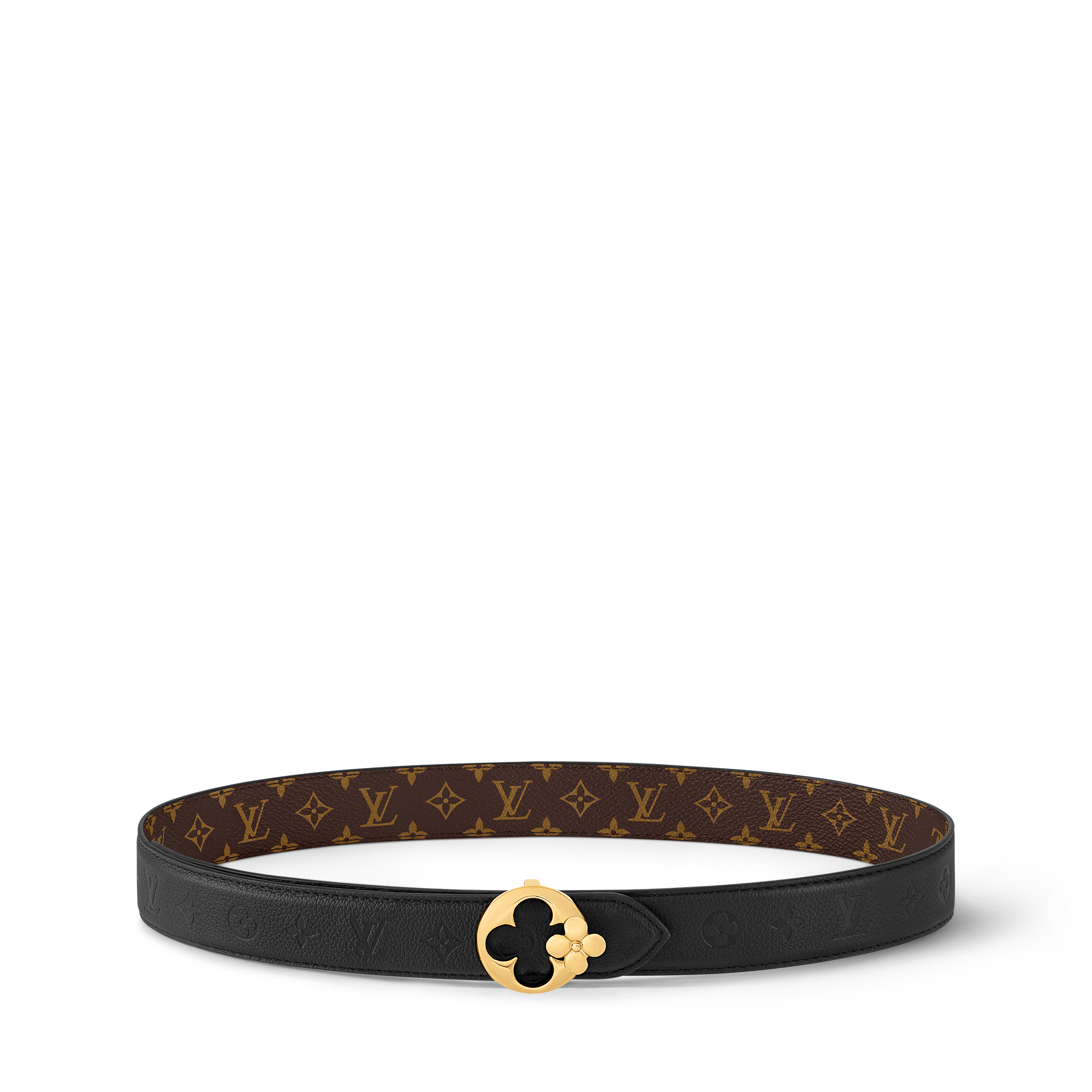 LV Flowergram Round 30毫米雙面皮帶 Monogram 帆布 in 女士