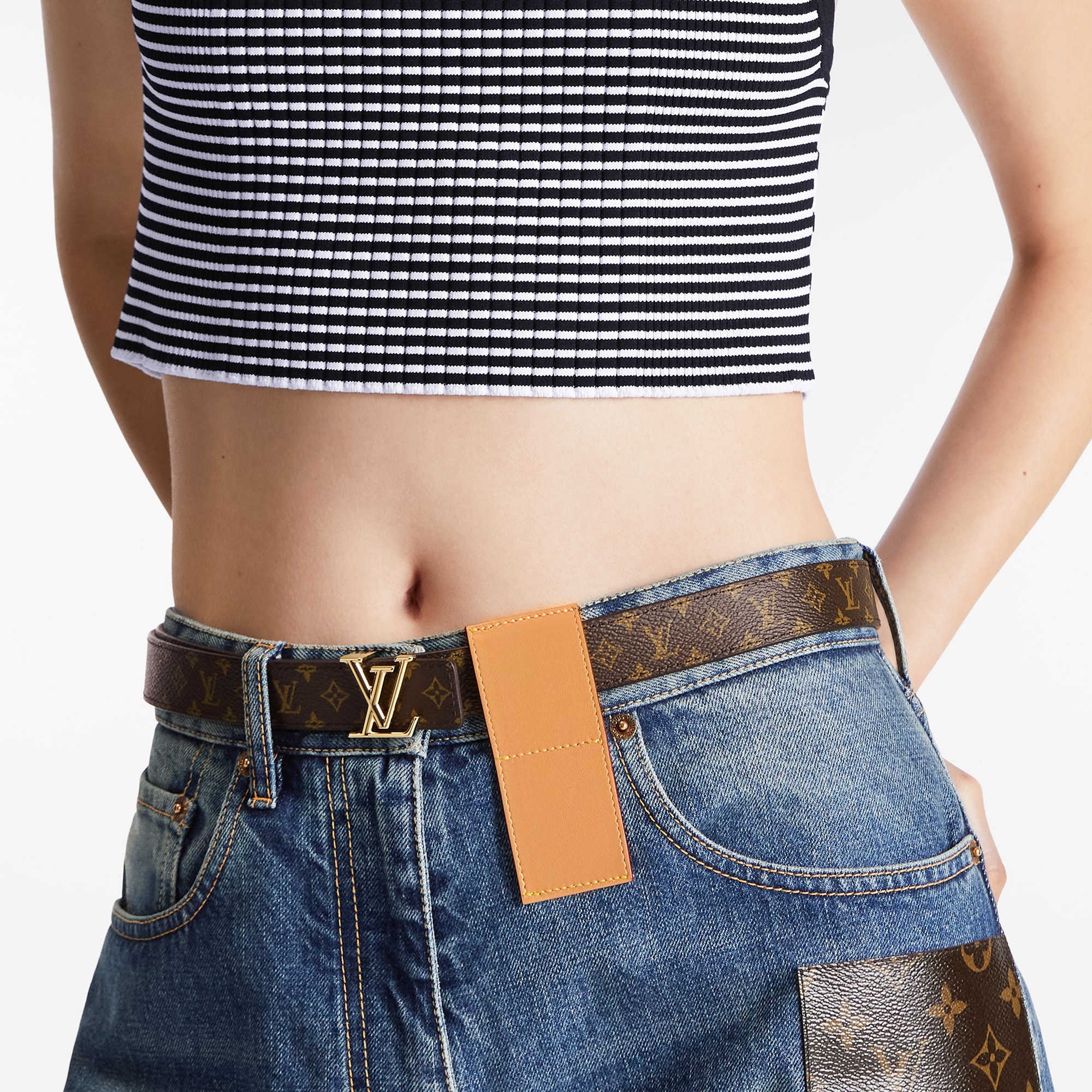 LV Iconic 25毫米雙面皮帶 Monogram 帆布 in 女士