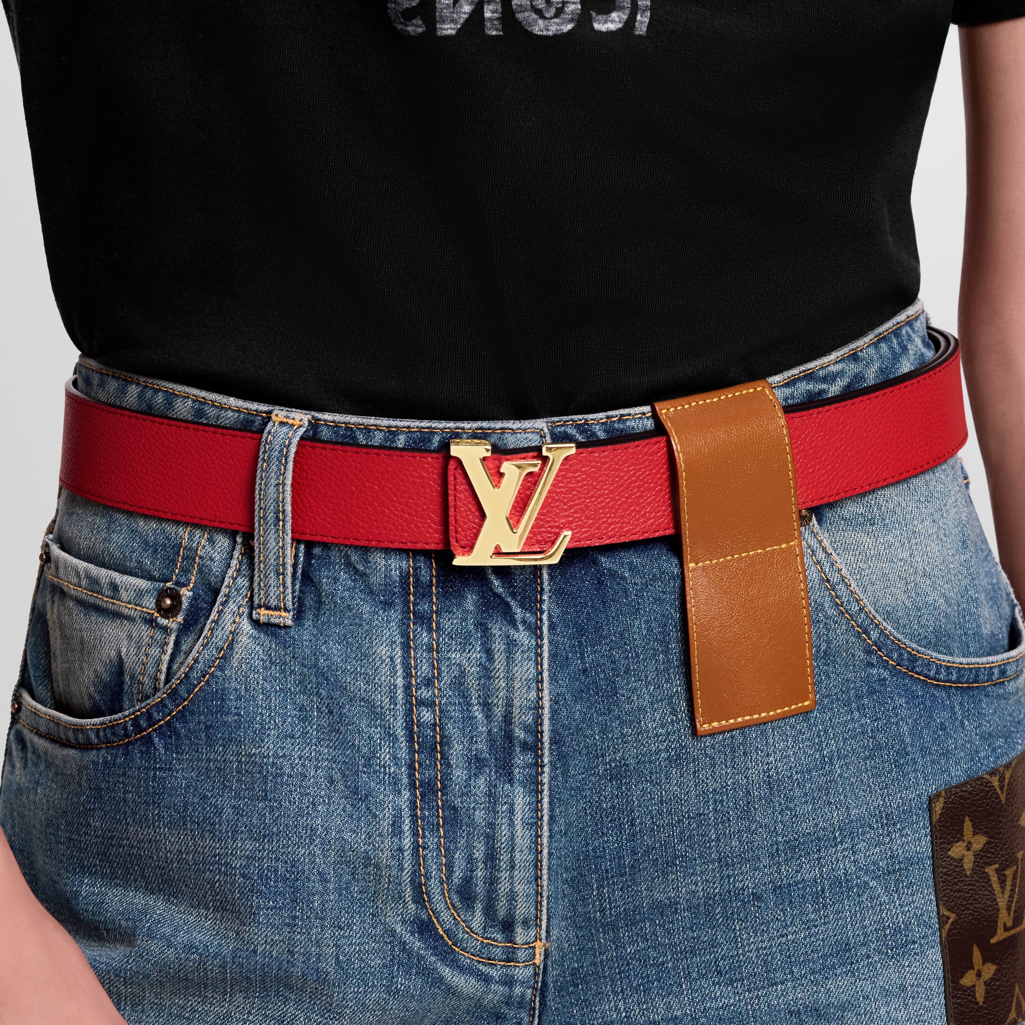 LV Initiales 30毫米雙面皮帶 Monogram 帆布 in 女士