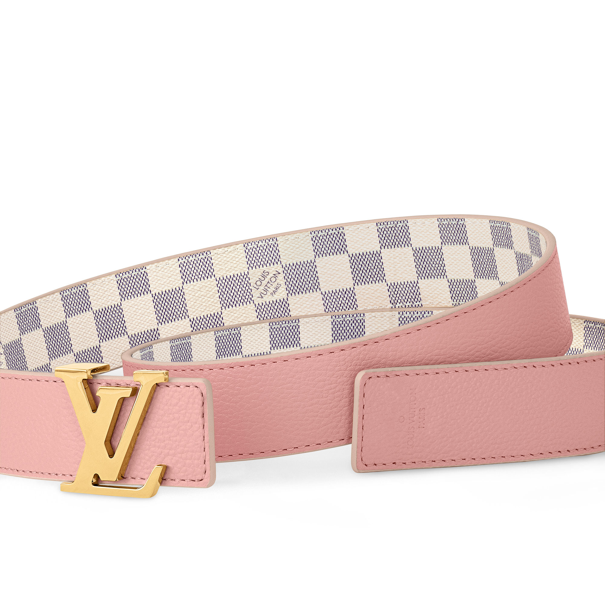 LV Initiales 30毫米雙面皮帶 Damier Azur 帆布 in 女士