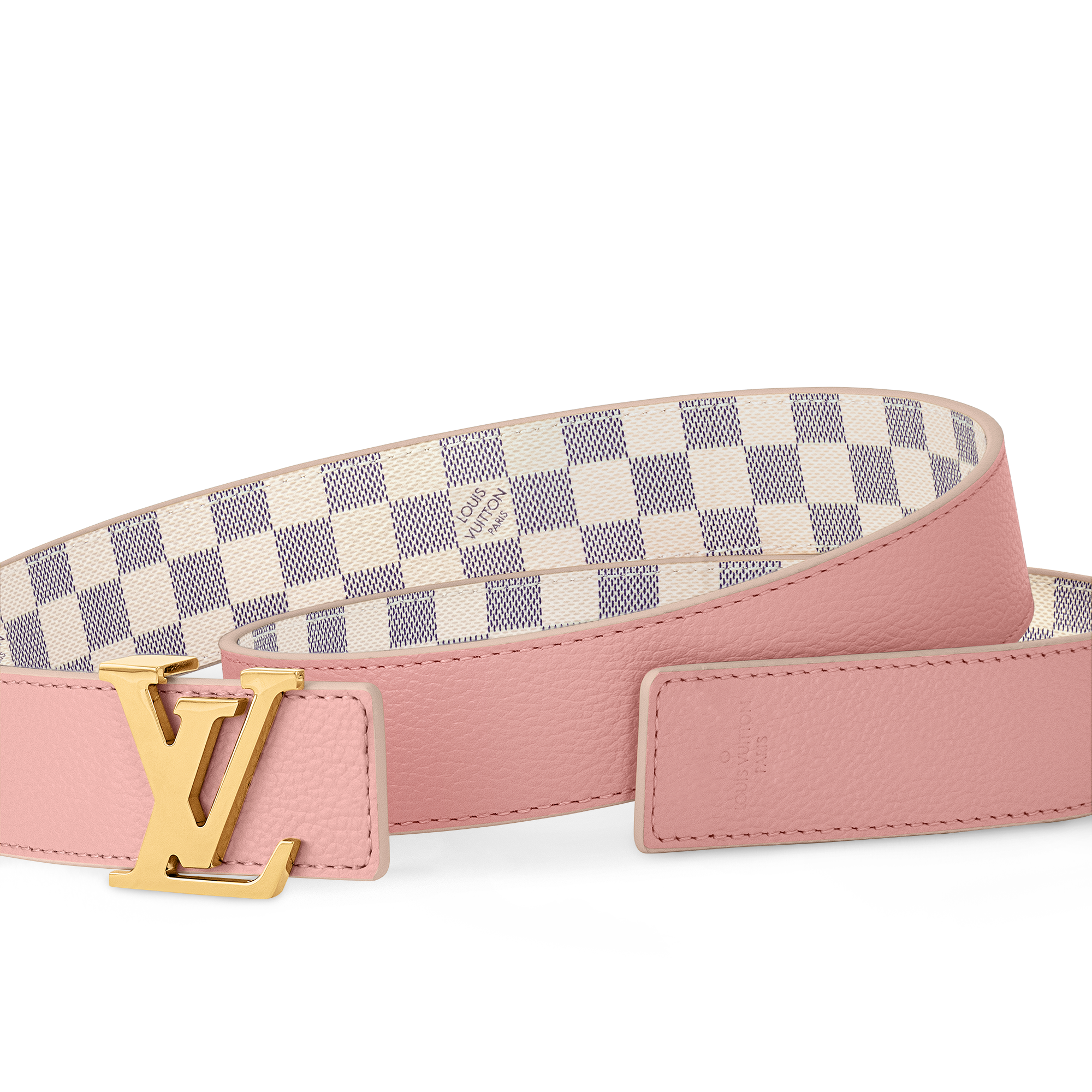 LV Initiales 30毫米雙面皮帶 Damier Azur 帆布 in 女士