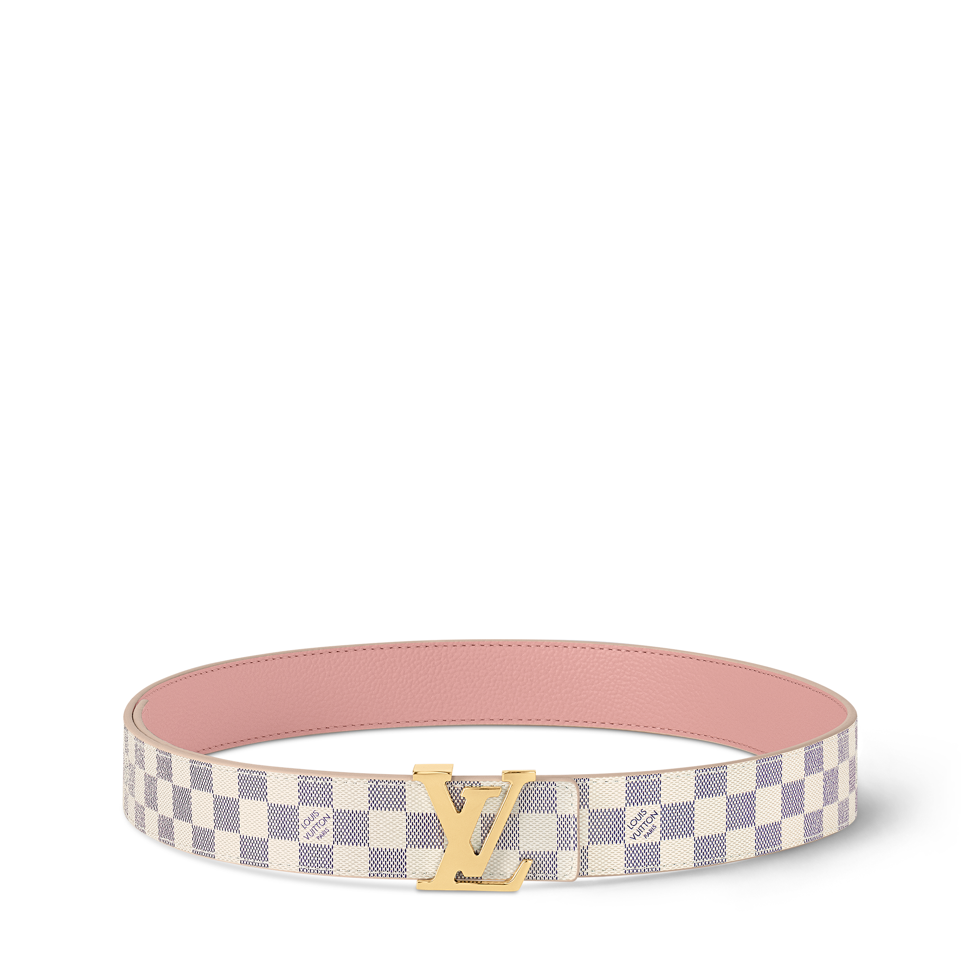 LV Initiales 30毫米雙面皮帶 Damier Azur 帆布 in 女士
