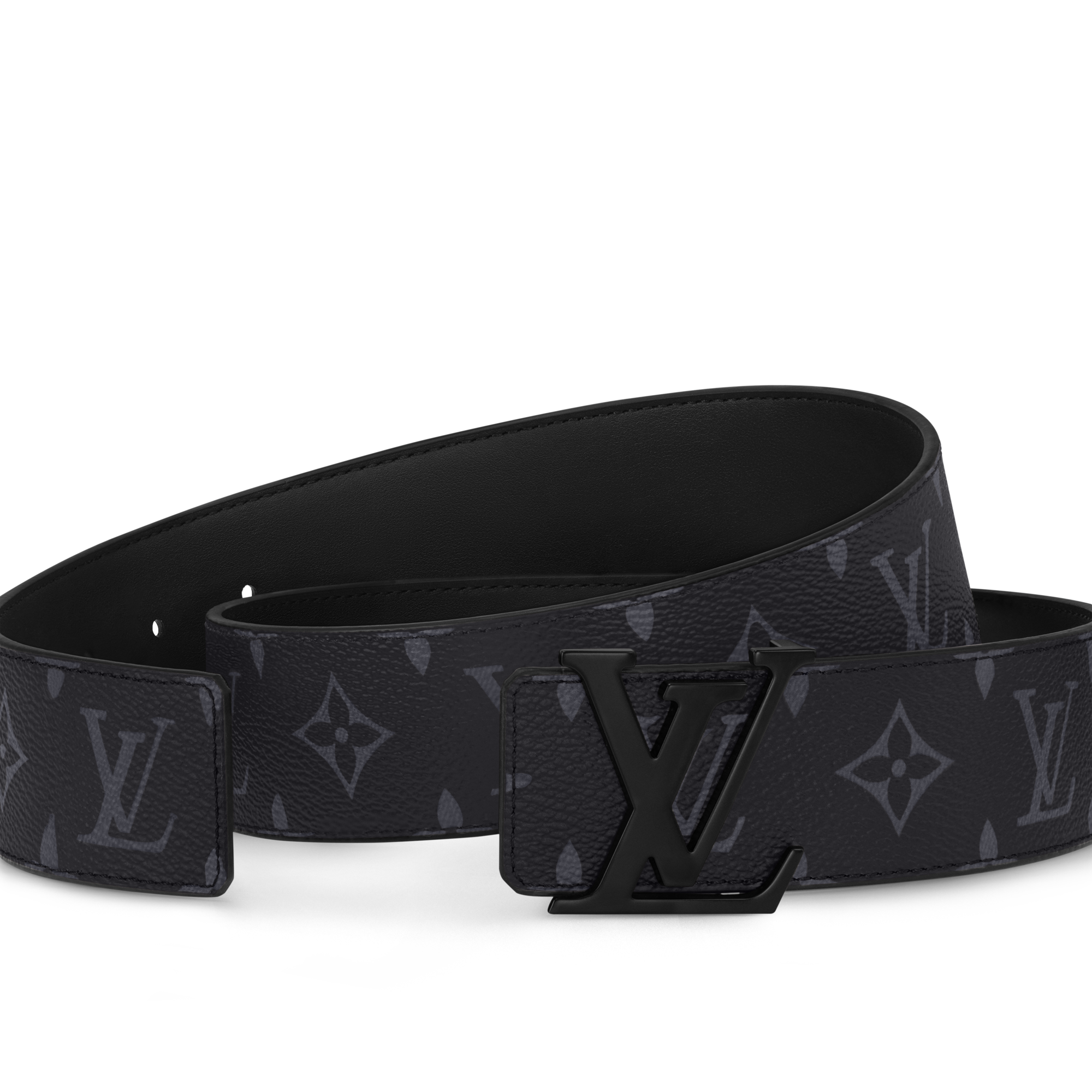 LV Initiales 40毫米啞面黑色皮帶  in 男士