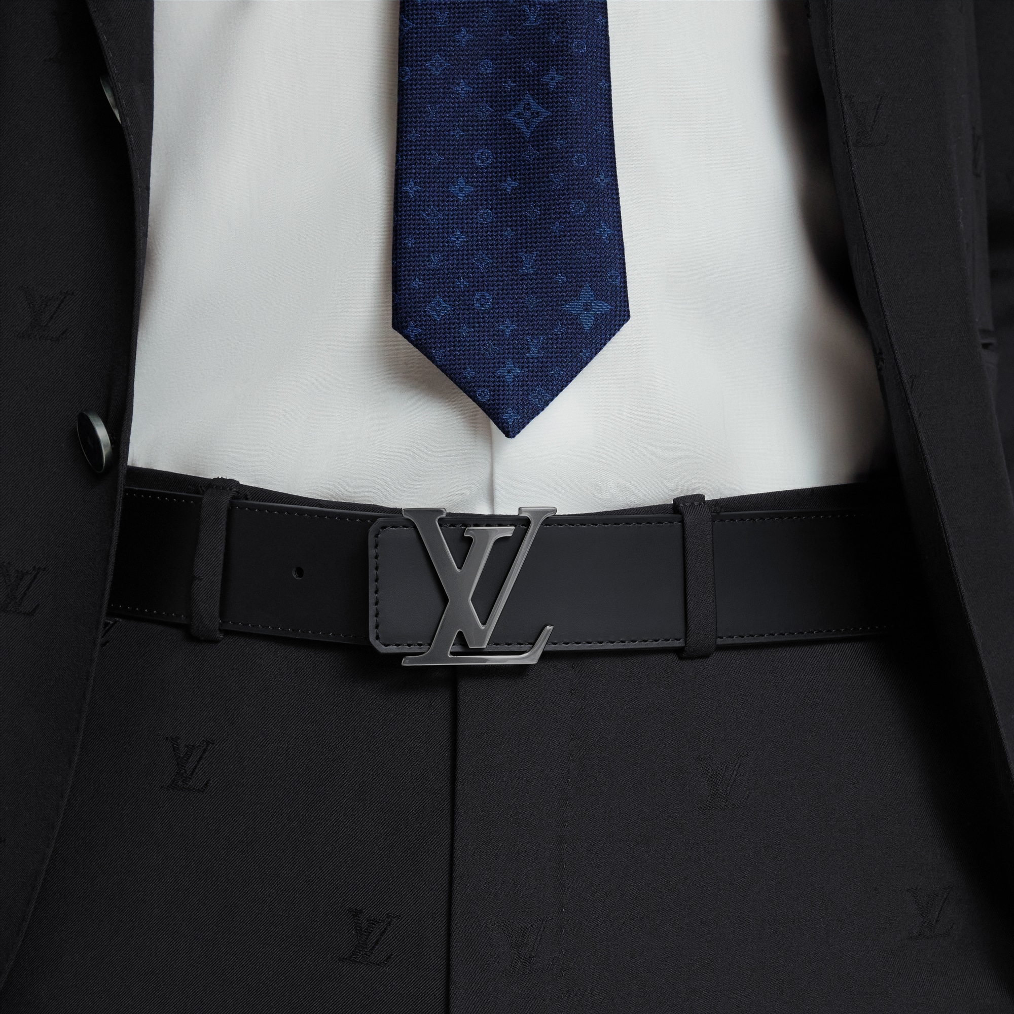 LV Initiales 40毫米雙面皮帶 Monogram Eclipse 帆布 in 男士