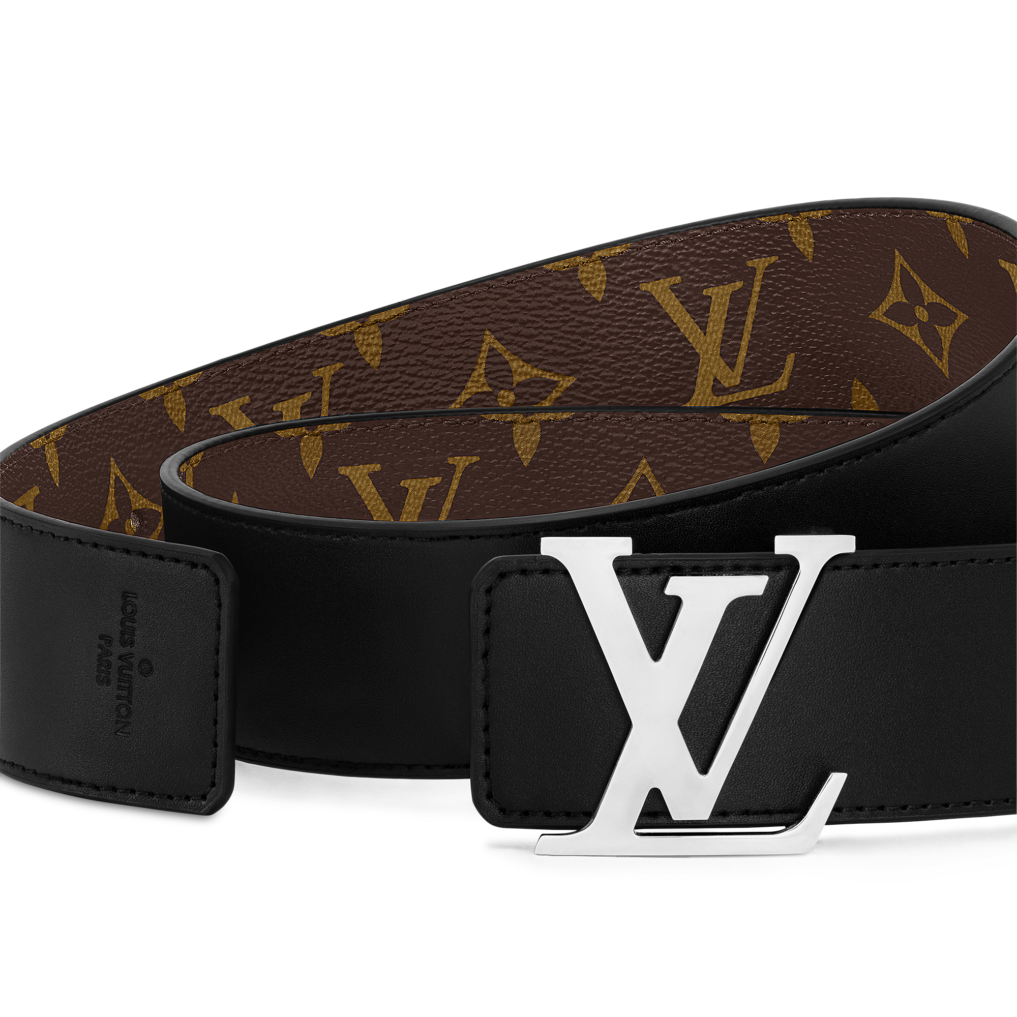 LV Initiales 40毫米雙面皮帶 Monogram Macassar 帆布 in 男士
