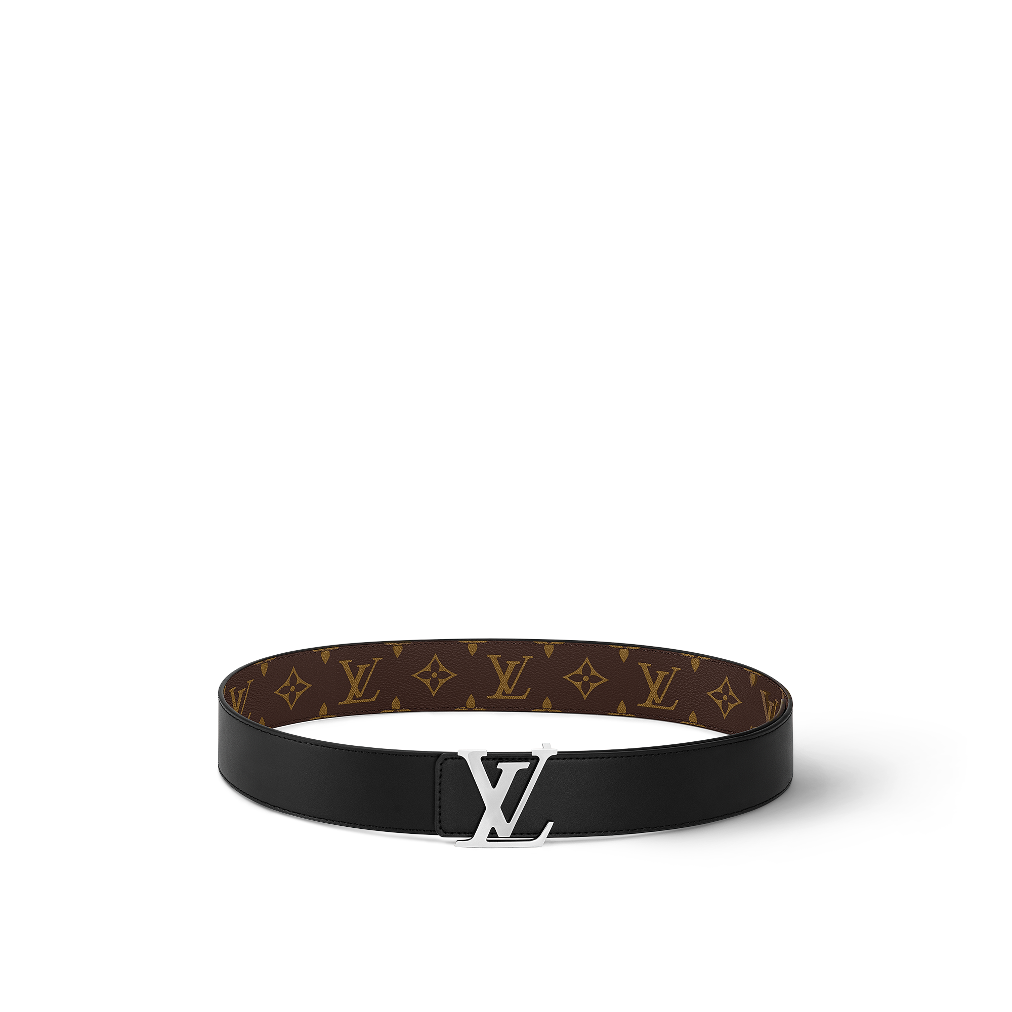 LV Initiales 40毫米雙面皮帶 Monogram Macassar 帆布 in 男士