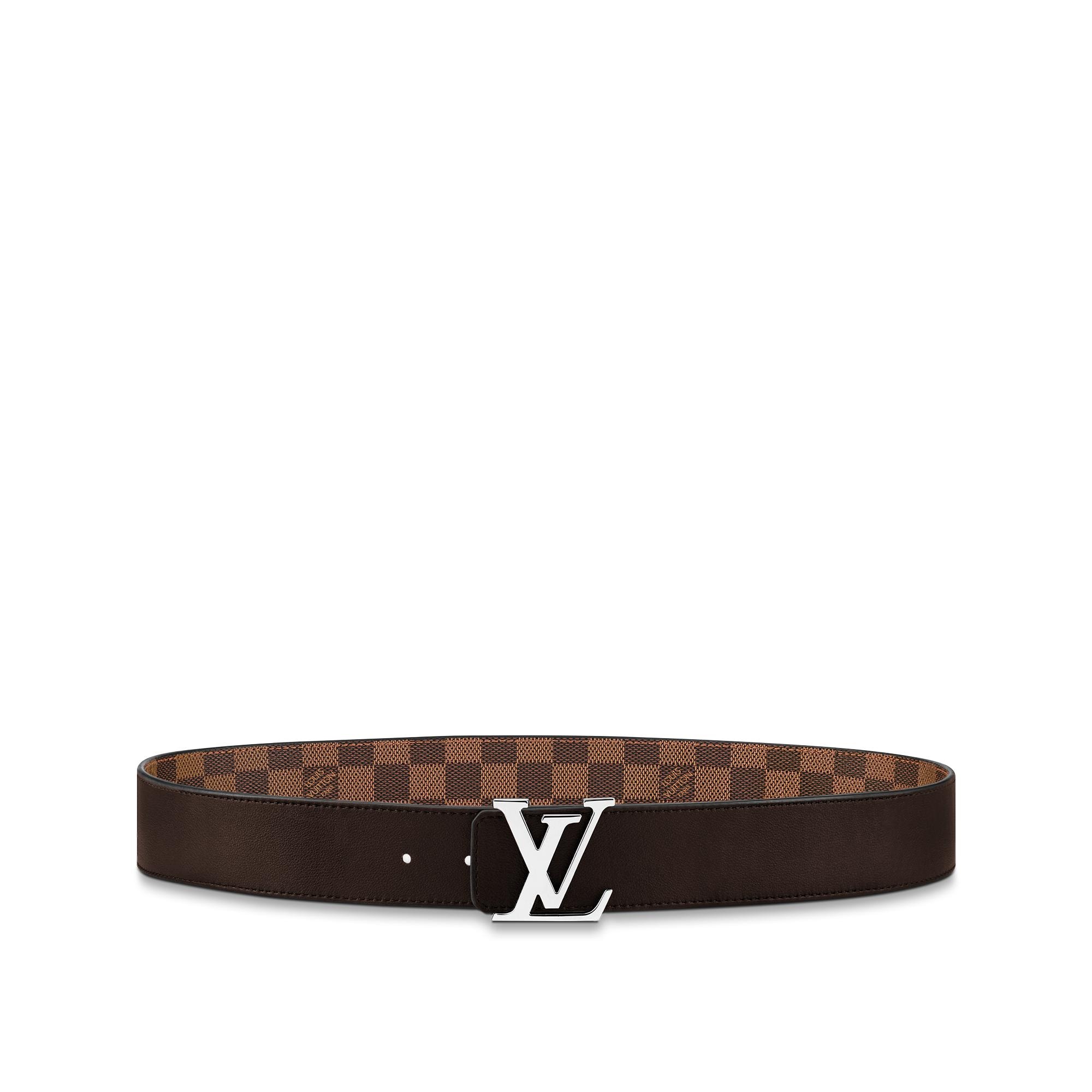 LV Initiales 40毫米雙面皮帶 Damier Graphite 帆布 in 男士