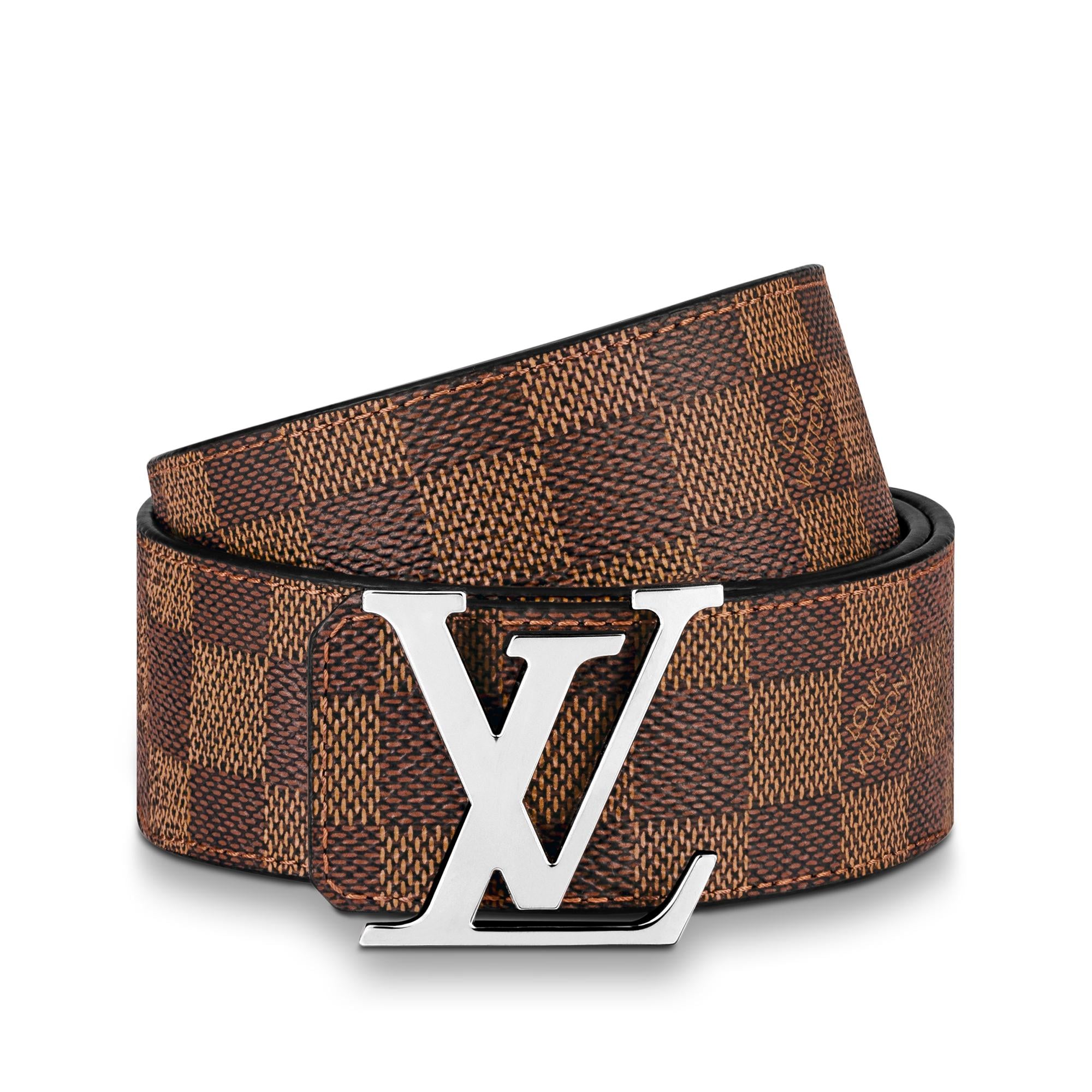 LV Initiales 40毫米雙面皮帶 Damier Graphite 帆布 in 男士