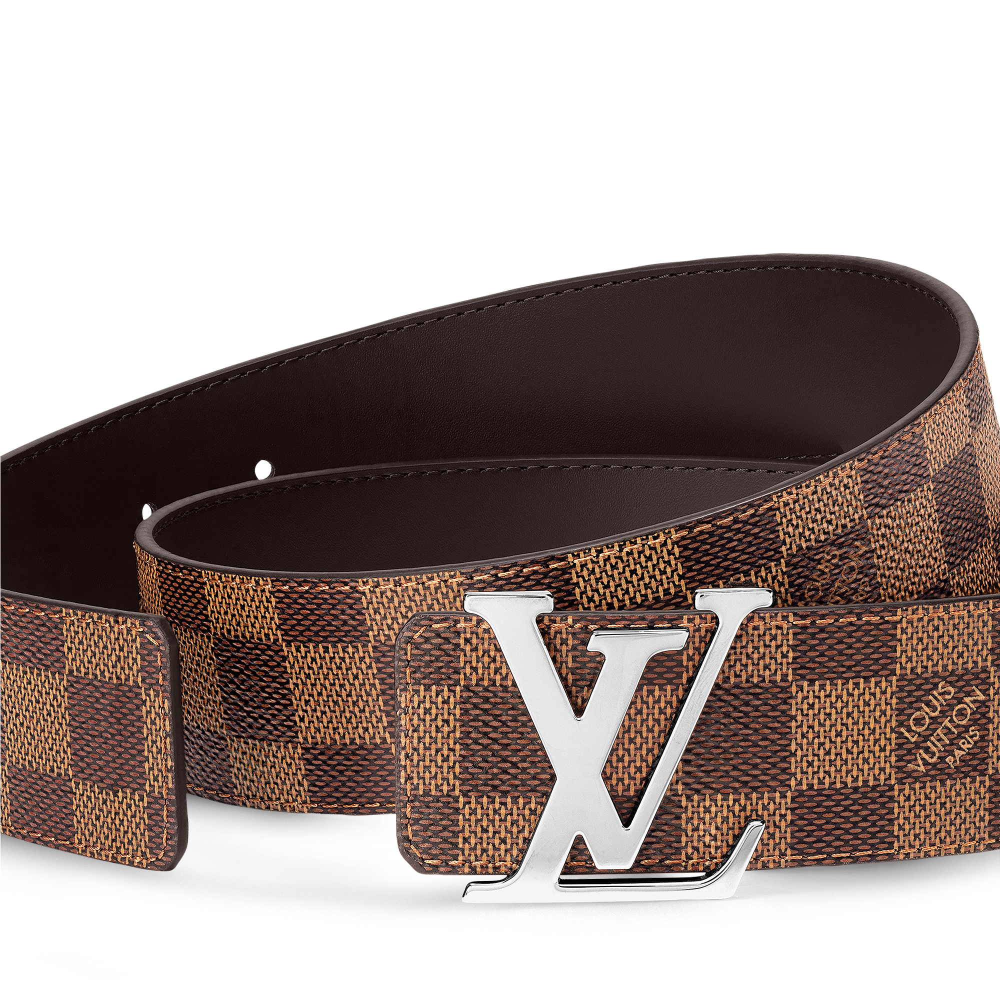 LV Initiales 40毫米雙面皮帶 Damier Graphite 帆布 in 男士
