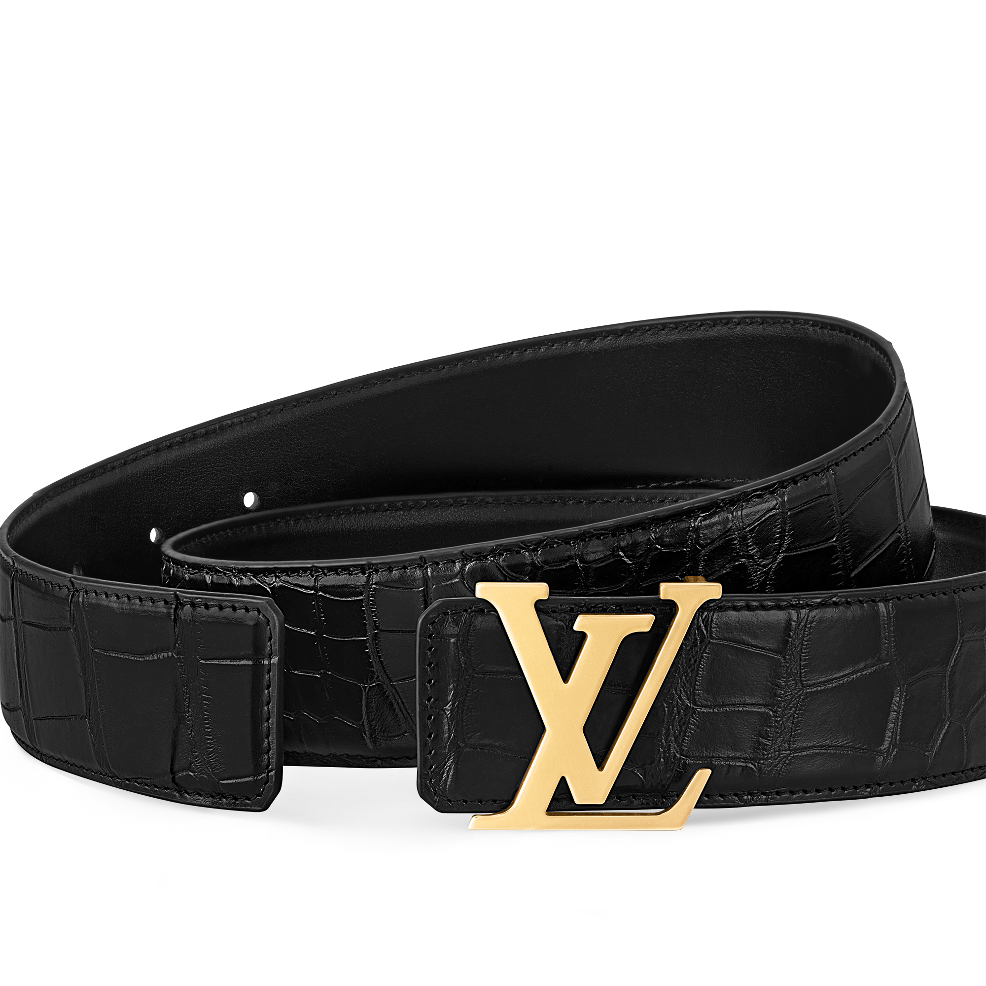 LV Initiales 40毫米雙面皮帶 亮面鱷魚皮革 in 男士