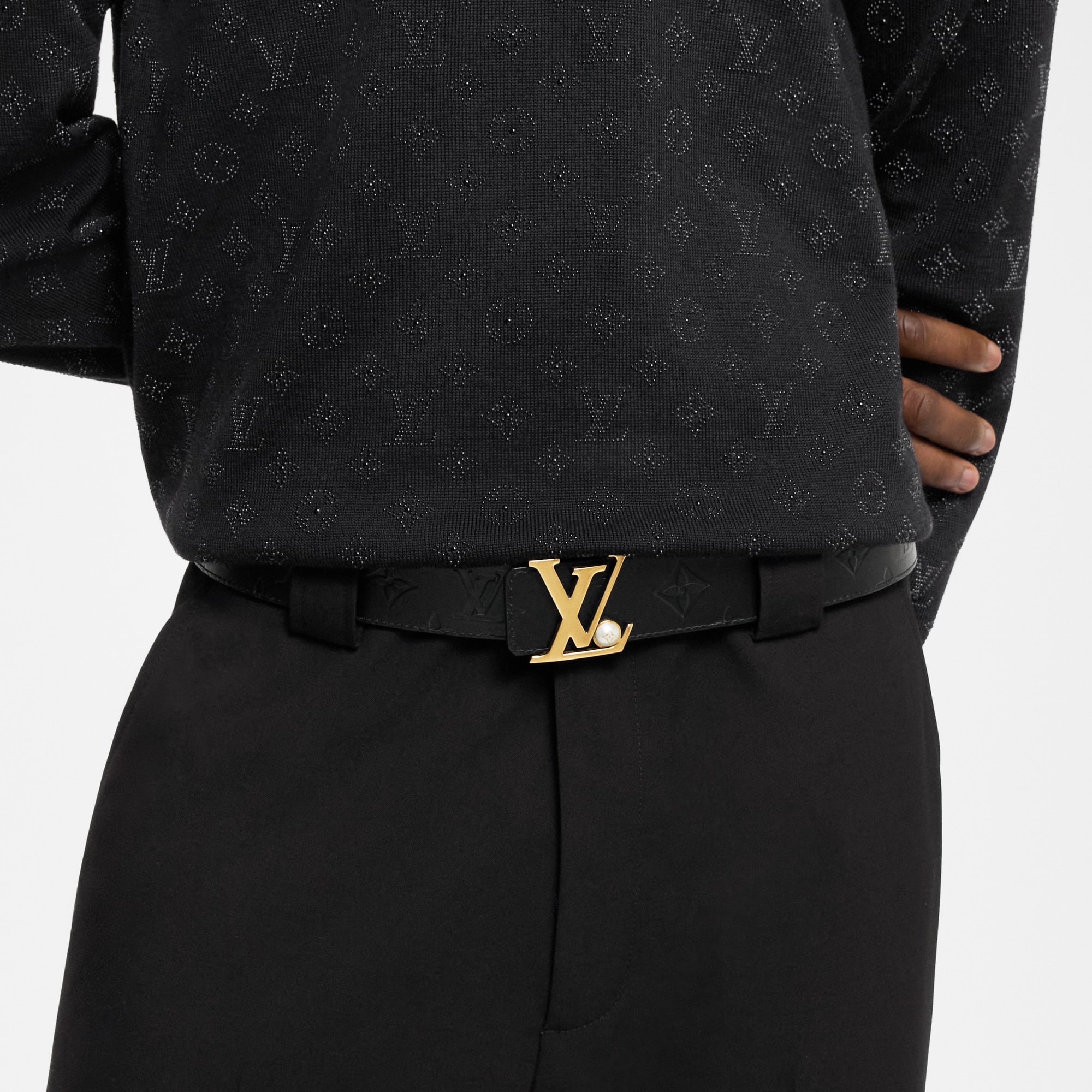 LV Initiales Pearls 40毫米雙面皮帶  in 男士