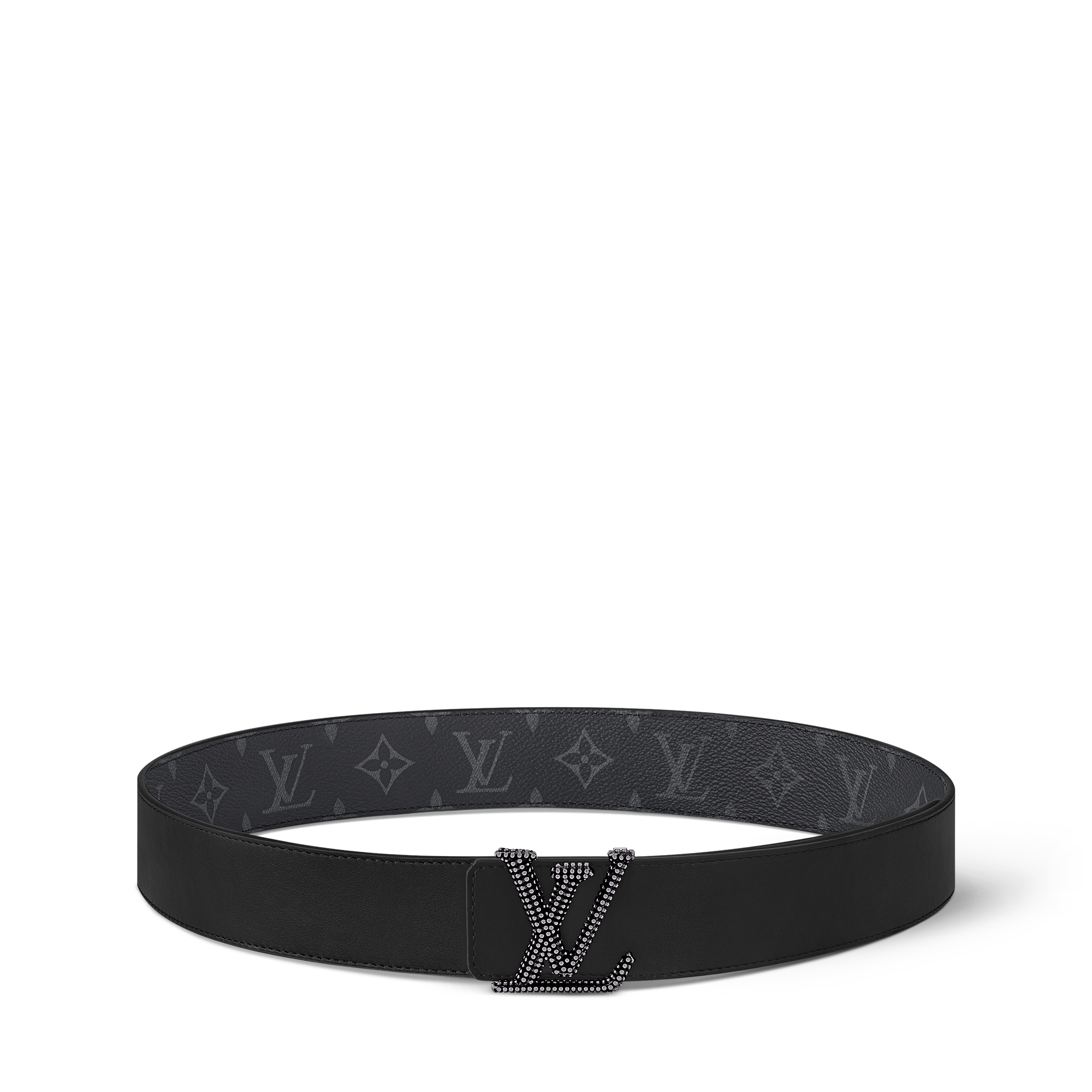 LV Initiales Studs 40毫米雙面皮帶 Monogram Eclipse 帆布 in 男士