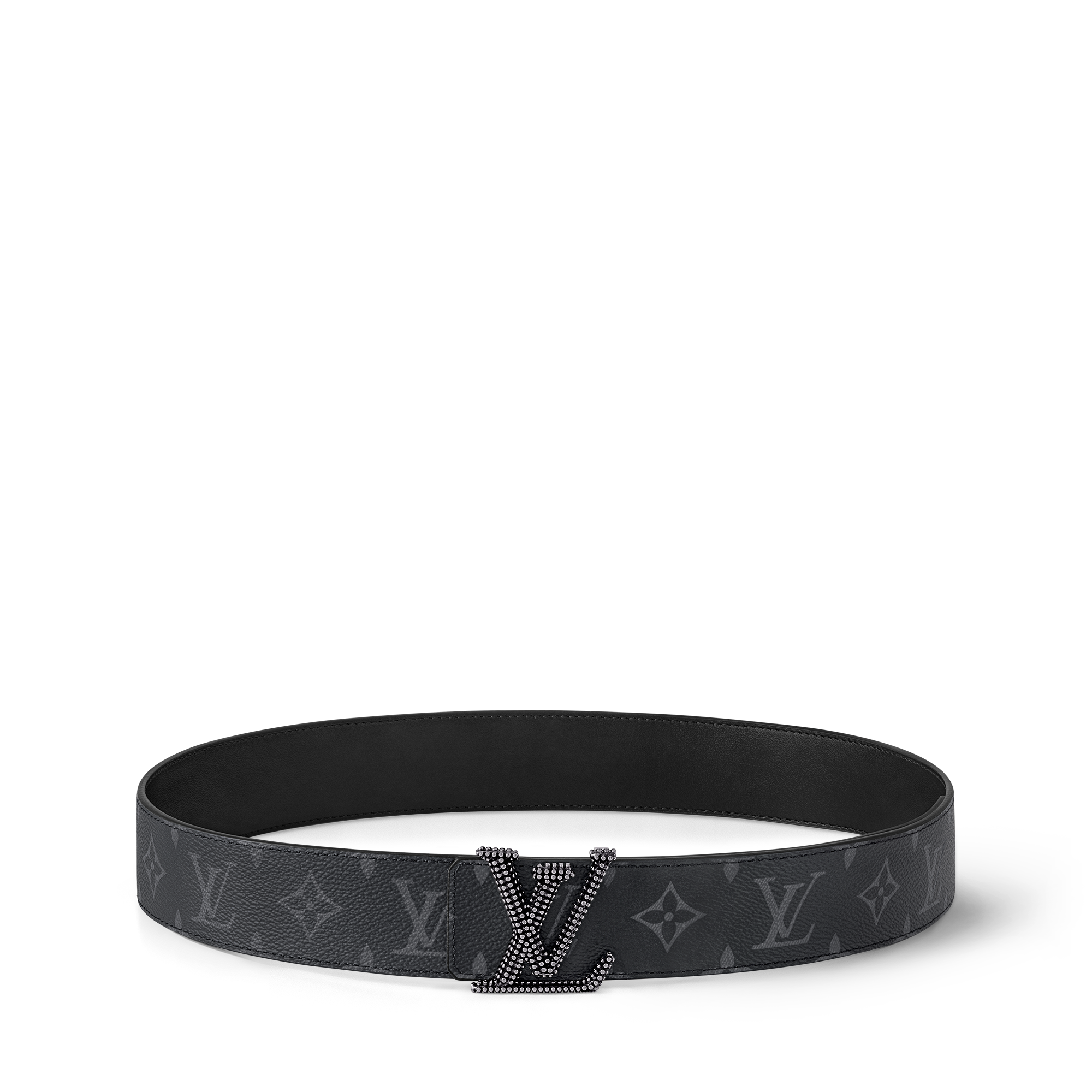 LV Initiales Studs 40毫米雙面皮帶 Monogram Eclipse 帆布 in 男士