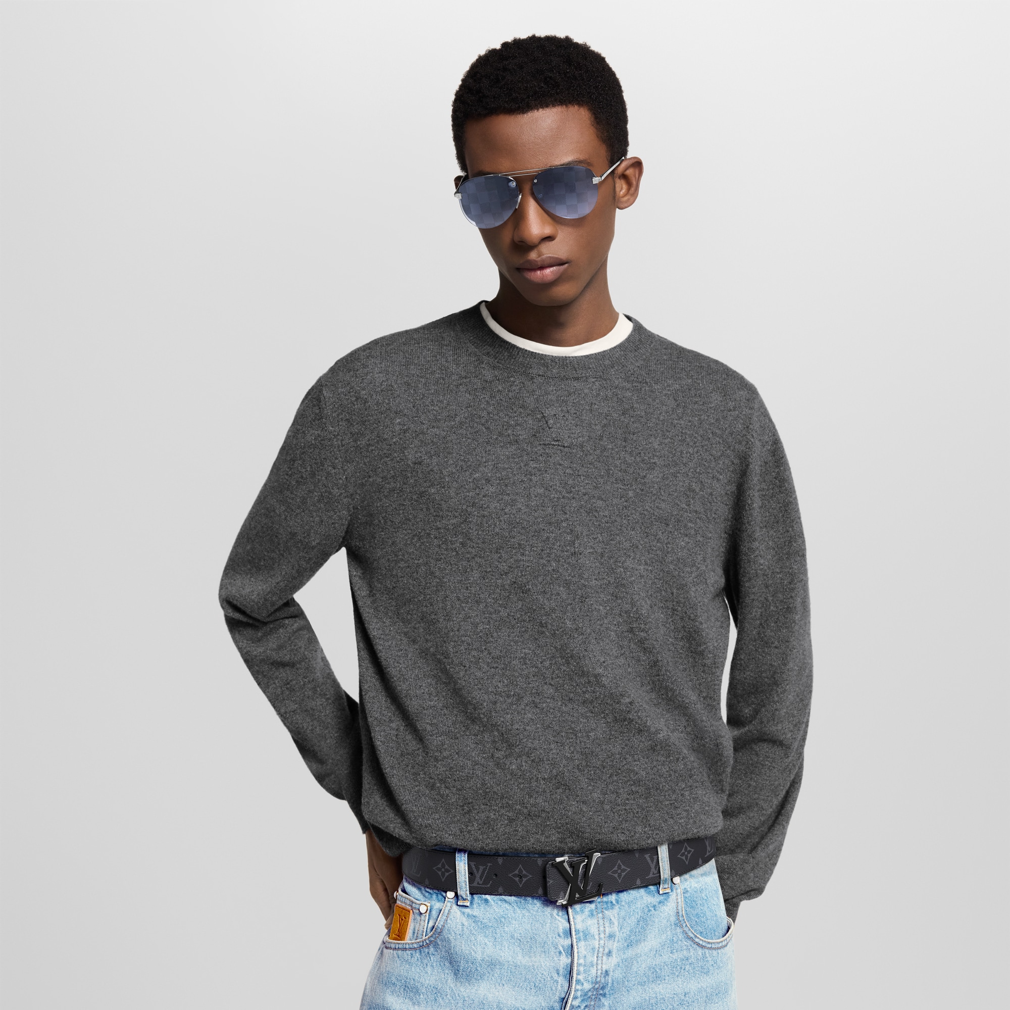 LV Shake 40毫米雙面皮帶 Monogram Eclipse 帆布 in 男士