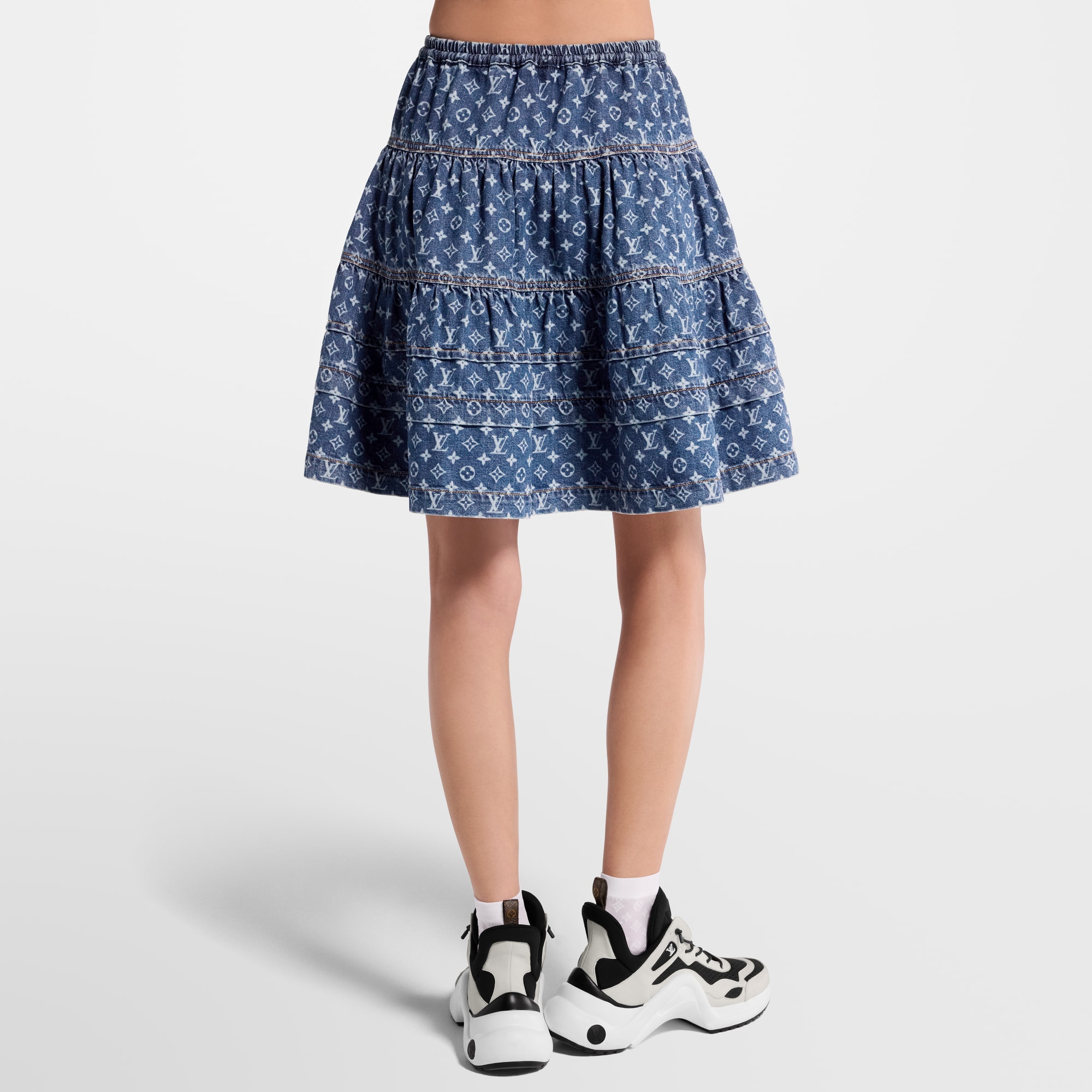 Monogram 牛仔布層次半截裙  in 女士