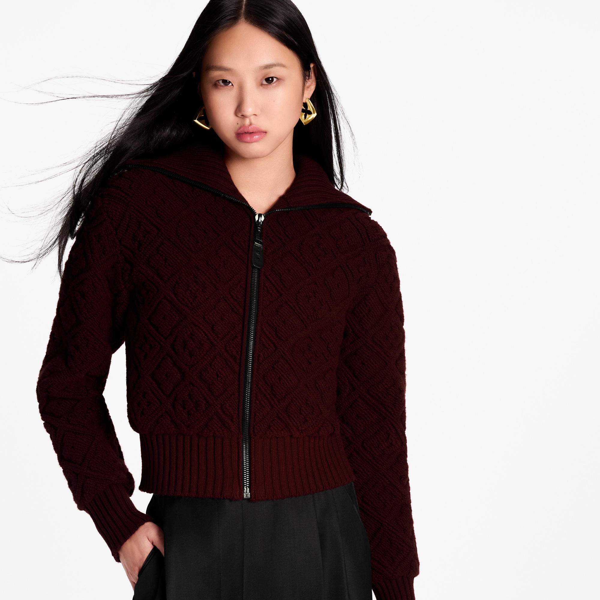 Monogram花卉圖案毛巾面料拉鏈外套  in 女士