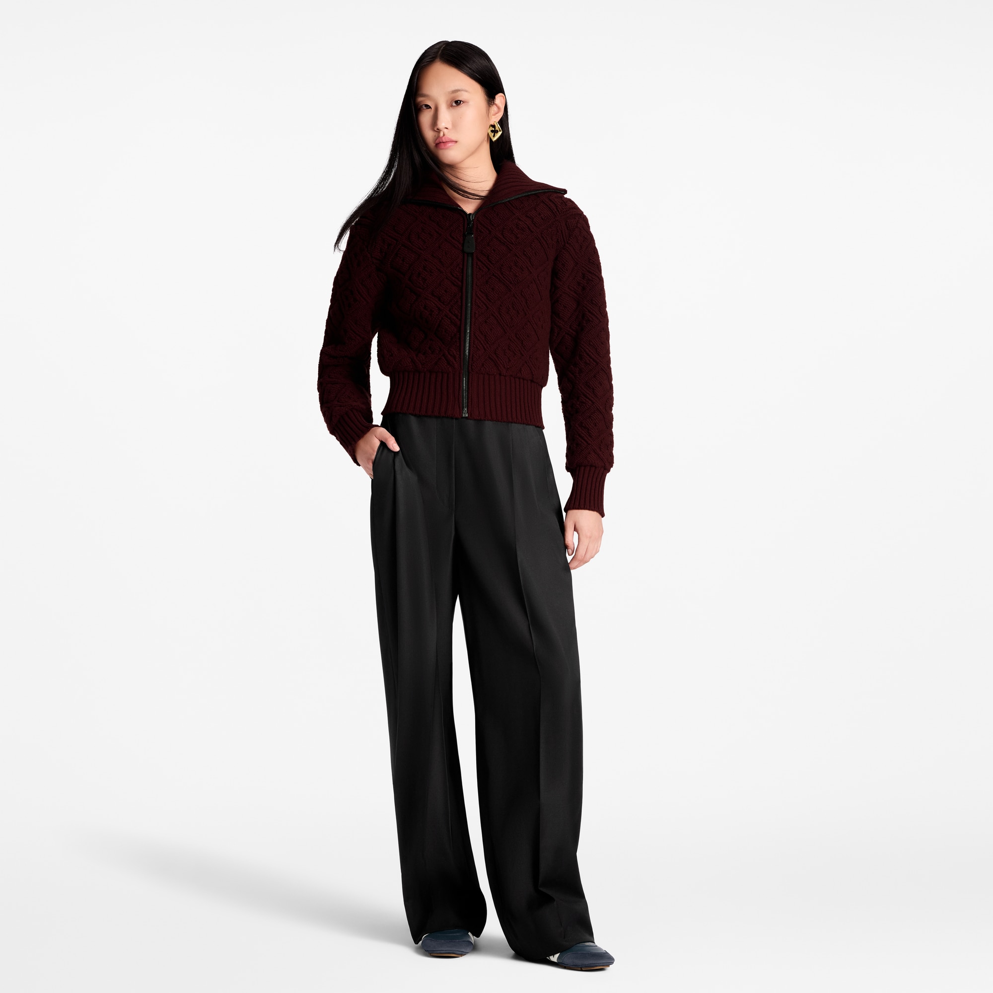 Monogram花卉圖案毛巾面料拉鏈外套  in 女士