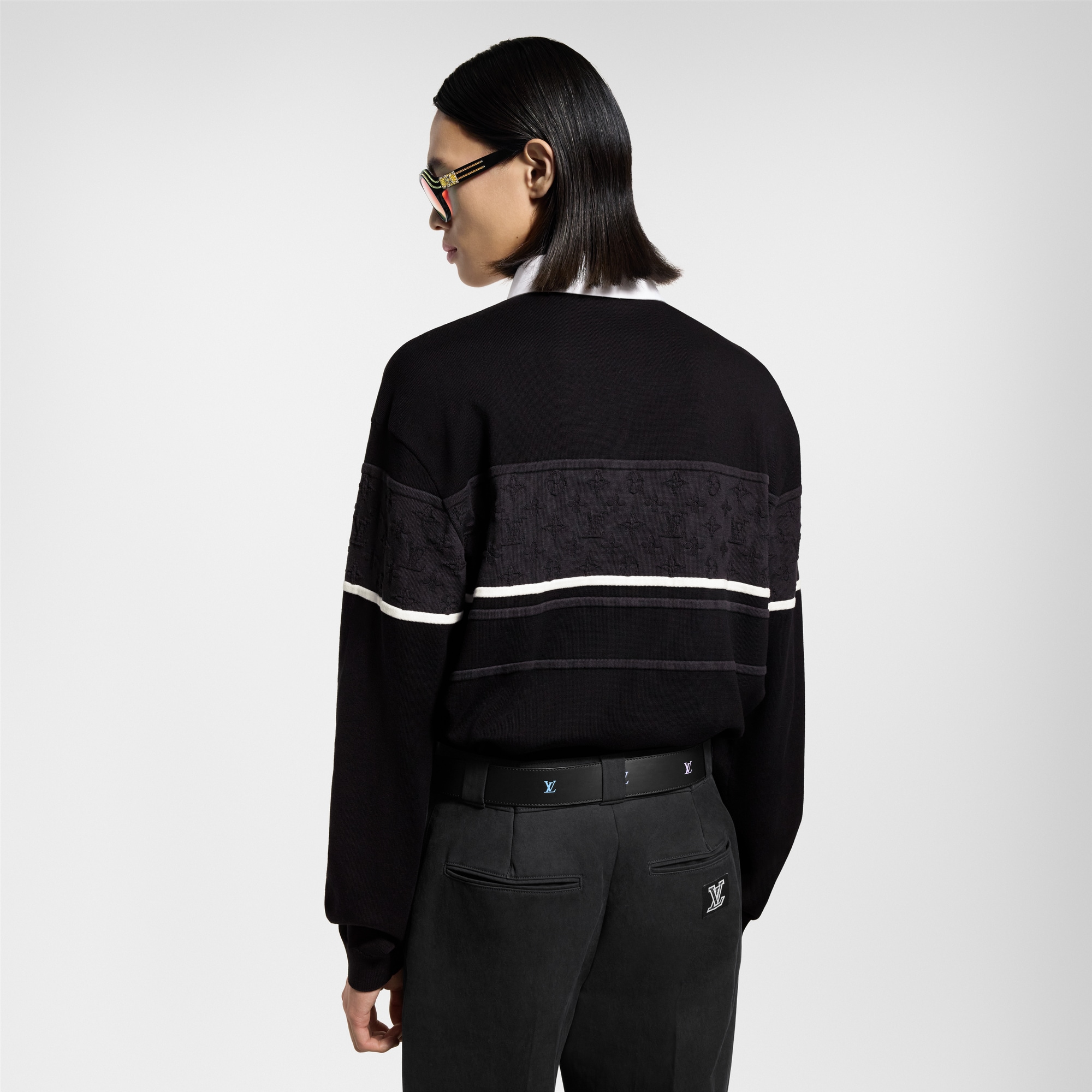 Monogram 提花長袖 Polo 衫  in 男士