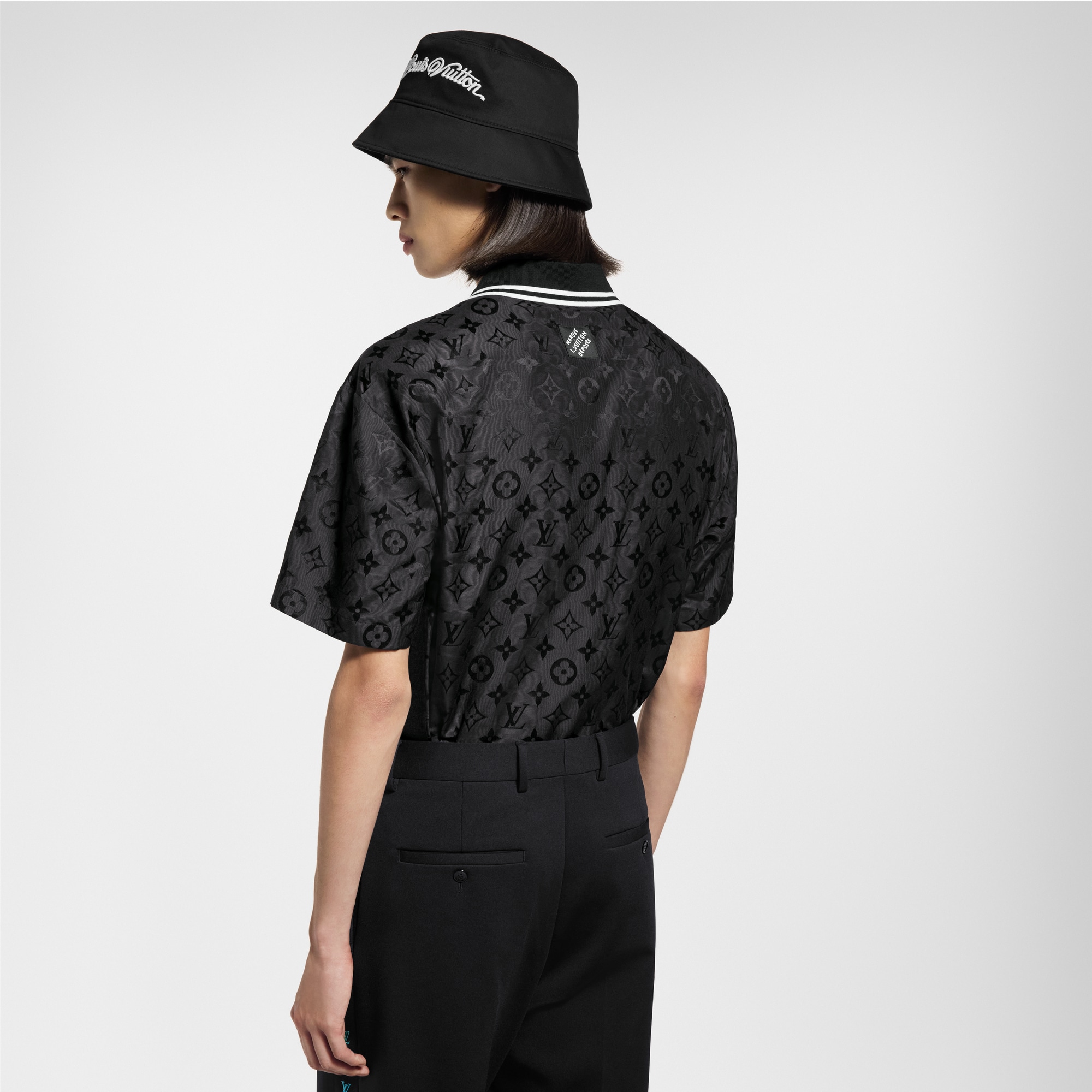 Monogram 摩爾紋提花短袖絲質襯衫  in 男士