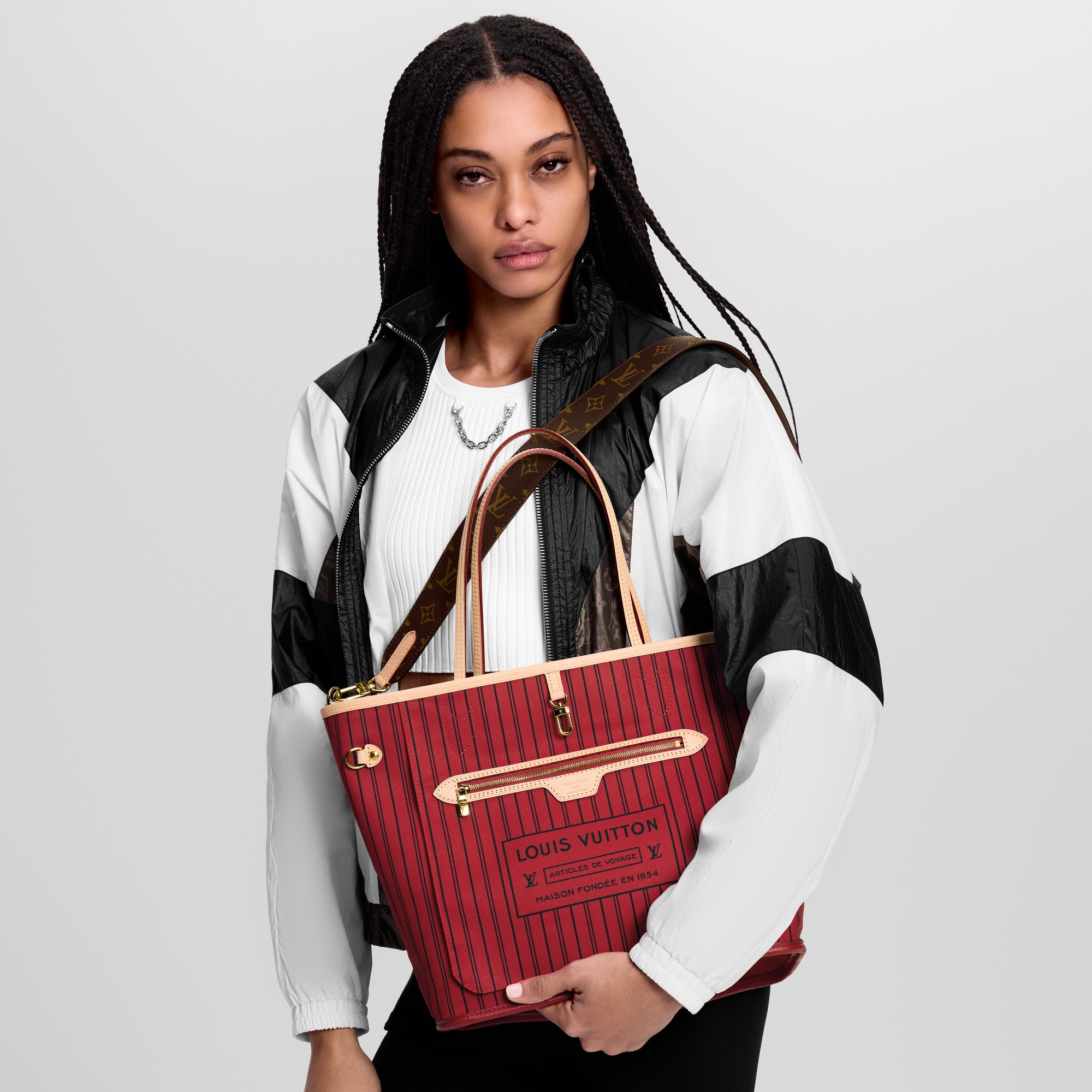 Neverfull Bandoulière Inside Out MM Monogram 帆布 in 時尚包包及小型皮件