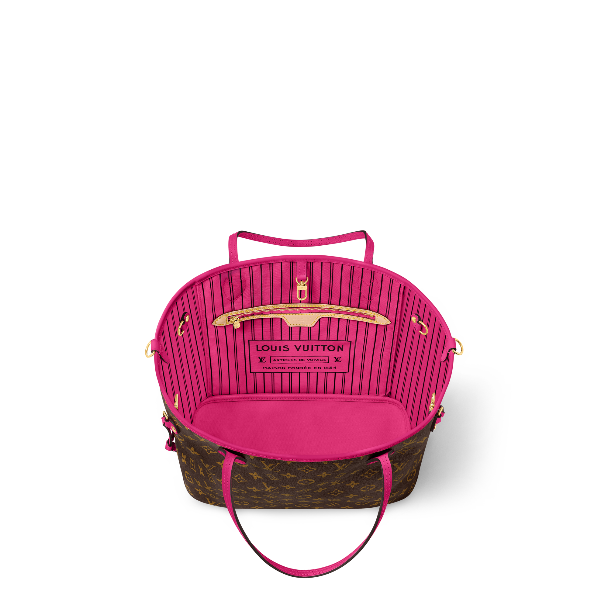 Neverfull Bandoulière Inside Out MM Monogram 帆布 in 時尚包包及小型皮件