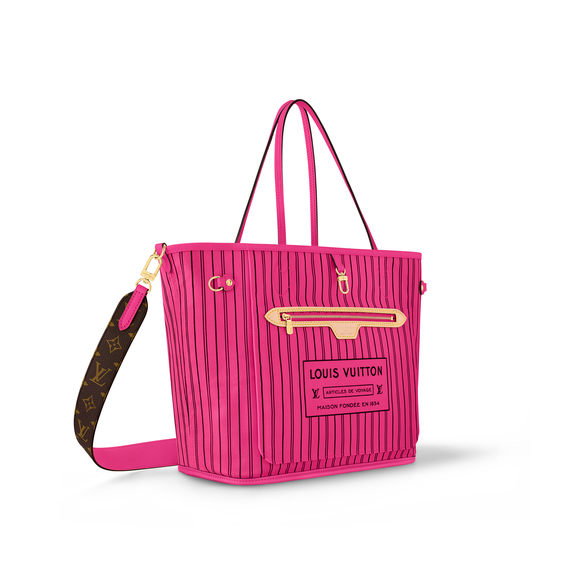 Neverfull Bandoulière Inside Out MM Monogram 帆布 in 時尚包包及小型皮件