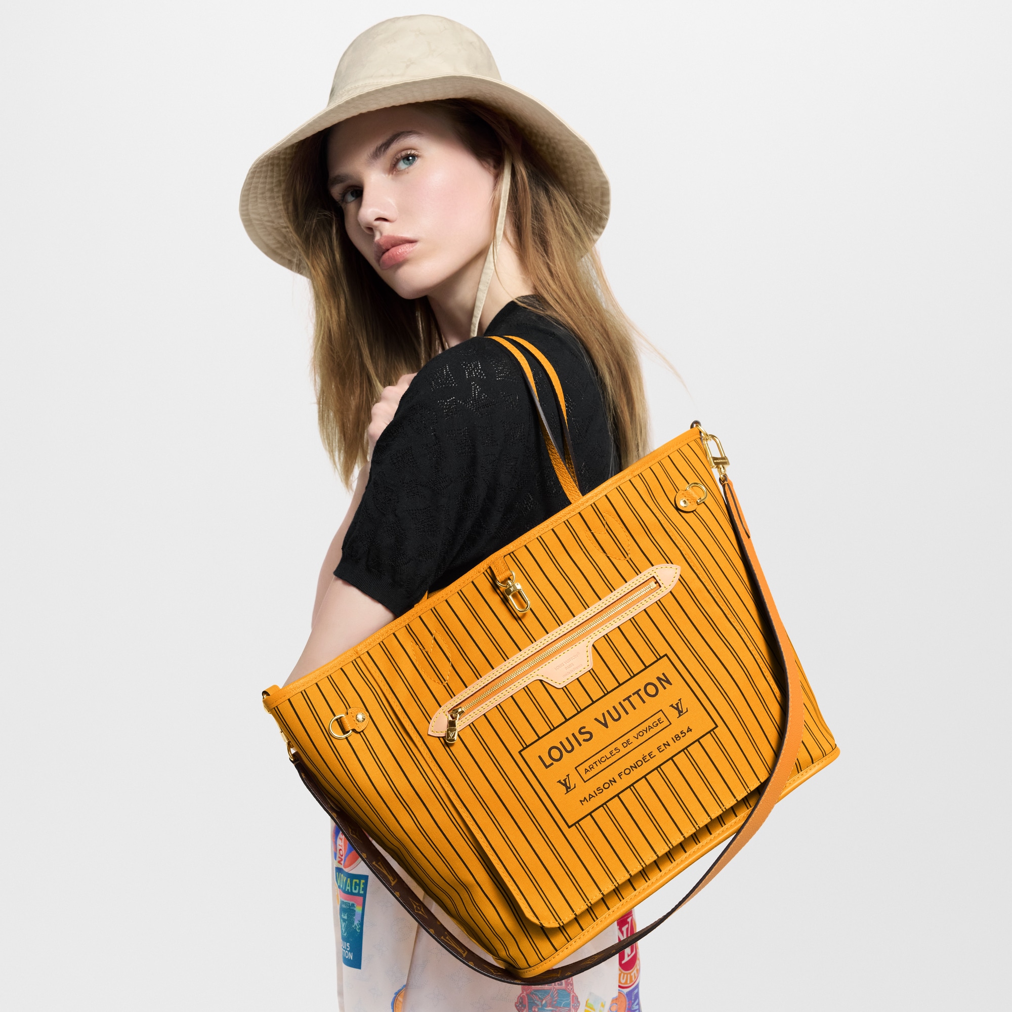 Neverfull Bandoulière Inside Out MM Monogram 帆布 in 時尚包包及小型皮件