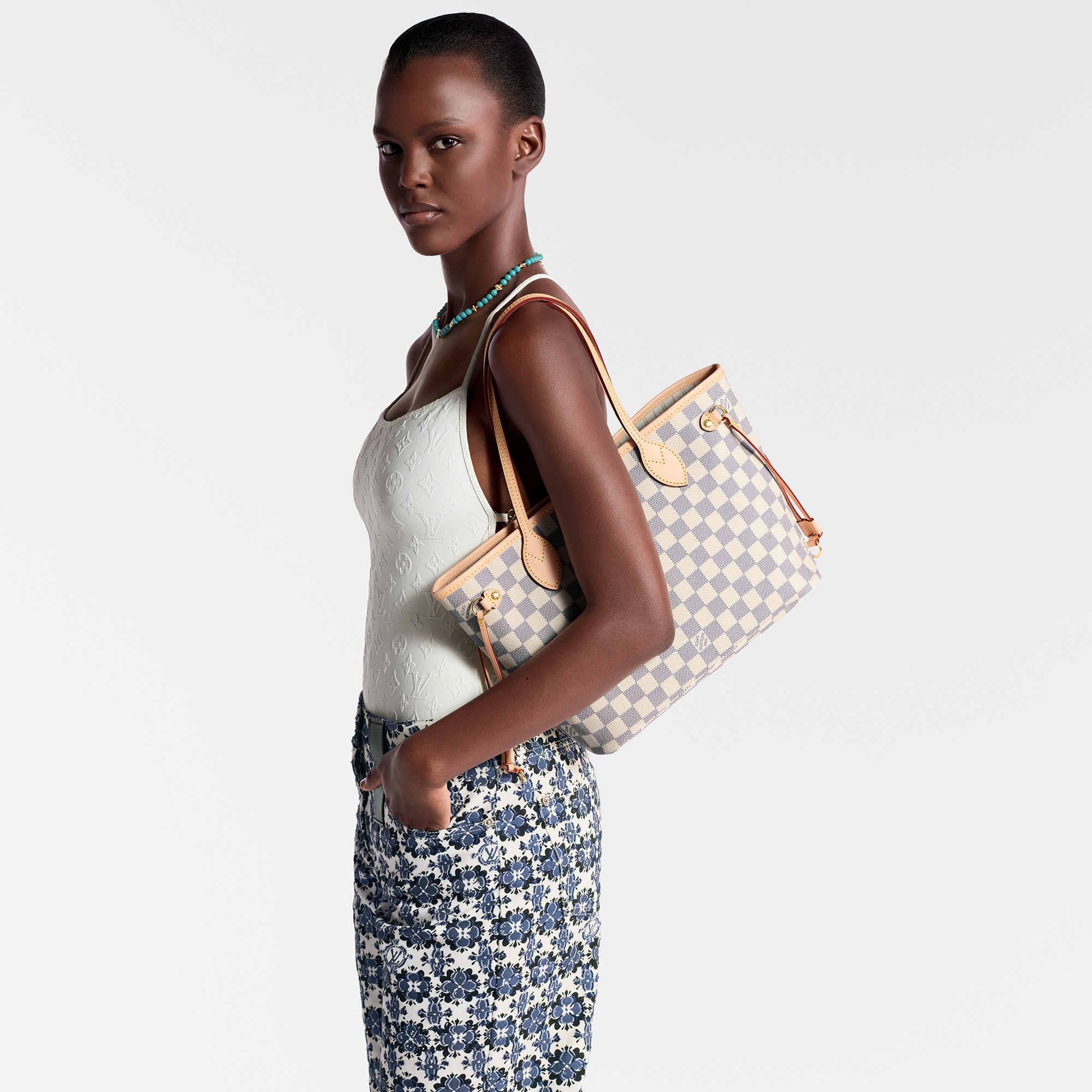 Neverfull PM Damier Azur 帆布 in 女士