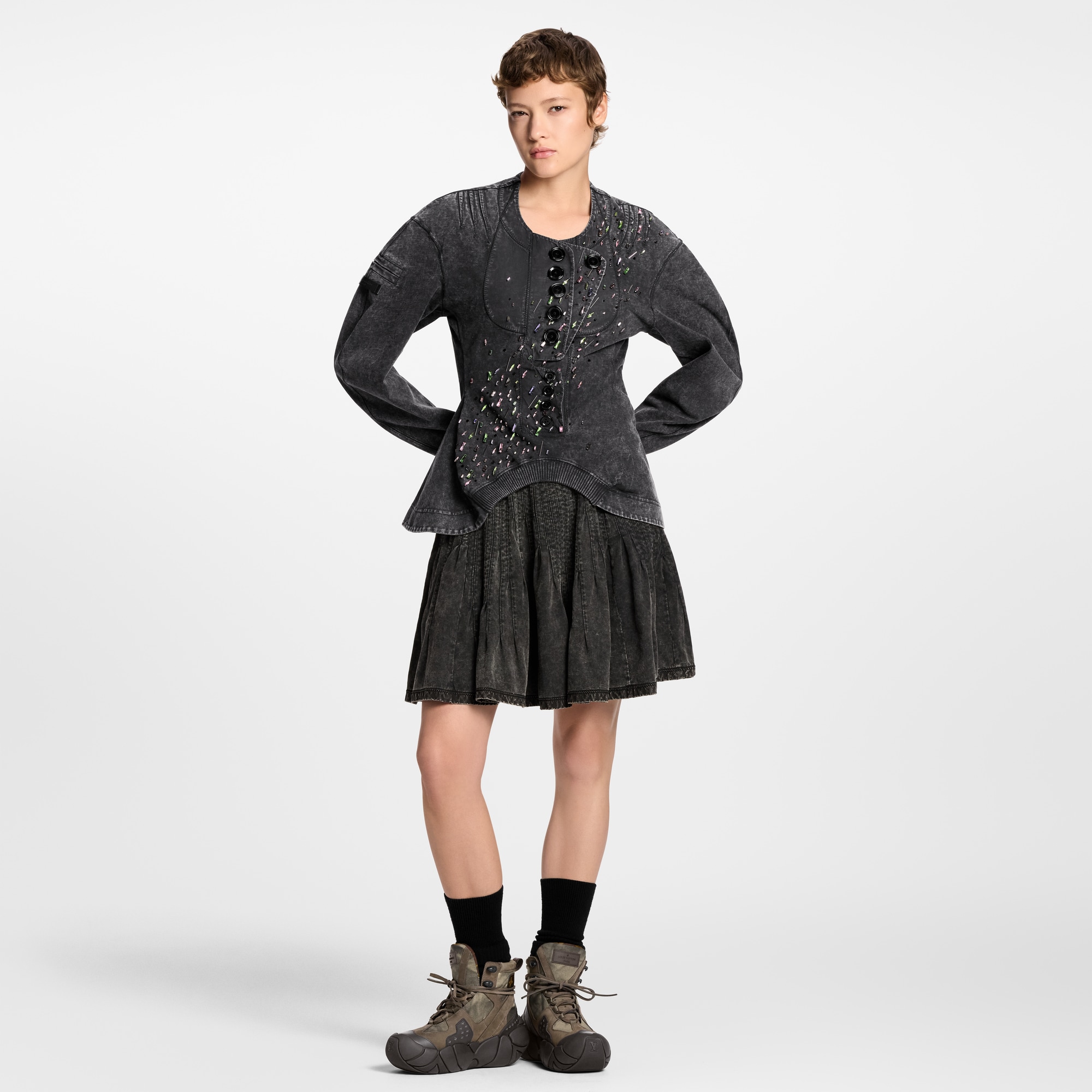 褶襉針織棉布半截裙  in 女士