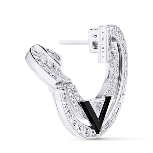 Pure V 環狀耳環 - 配白K金、縞瑪瑙及鑽石 in Les Extraordinaires's 珠寶系列 耳環 collections by Louis Vuitton (產品縮放)