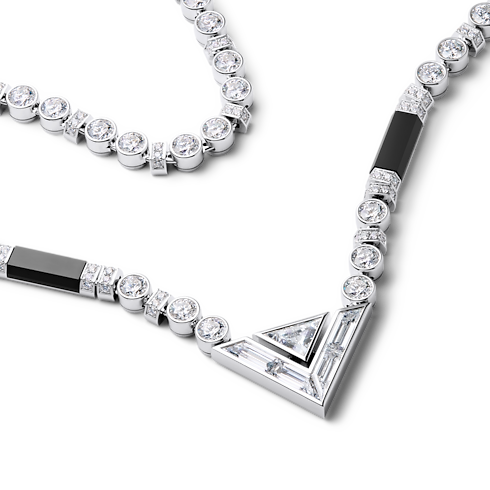 Pure V 項鍊 - 配白K金、縞瑪瑙及鑽石 in Les Extraordinaires's 珠寶系列 項鏈吊墜 collections by Louis Vuitton (產品縮放)