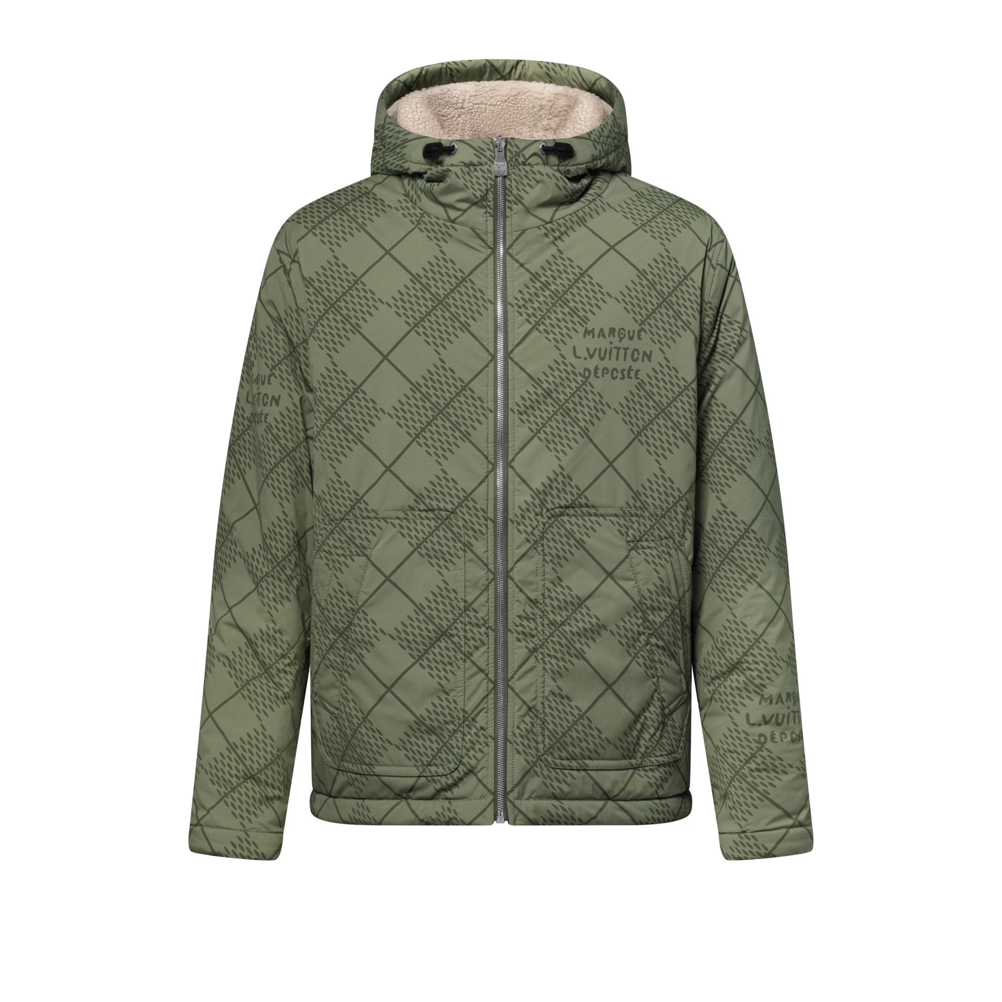 雙面尼龍拼抓絨風衣  in 男士