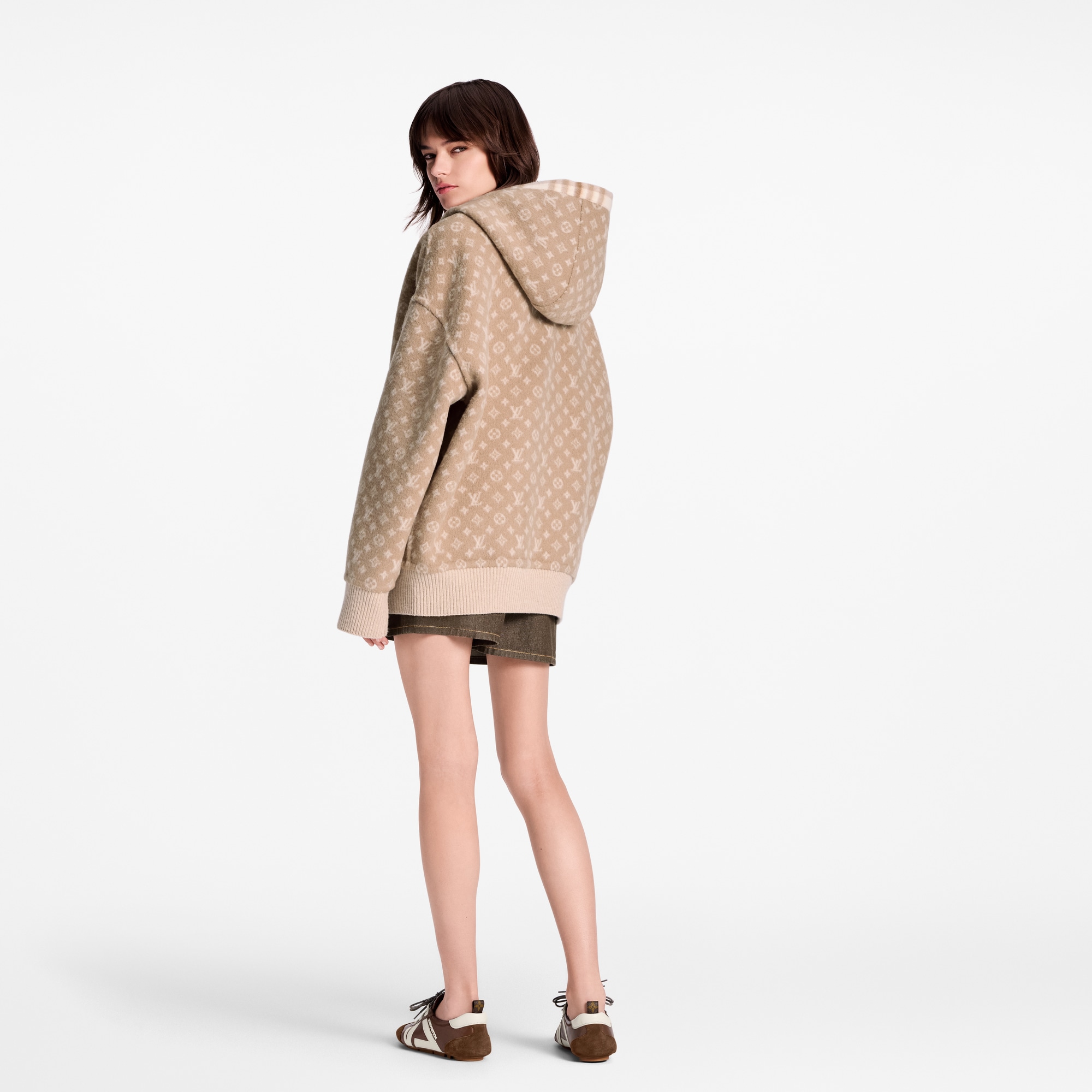 雙面格紋連帽外套  in 女士