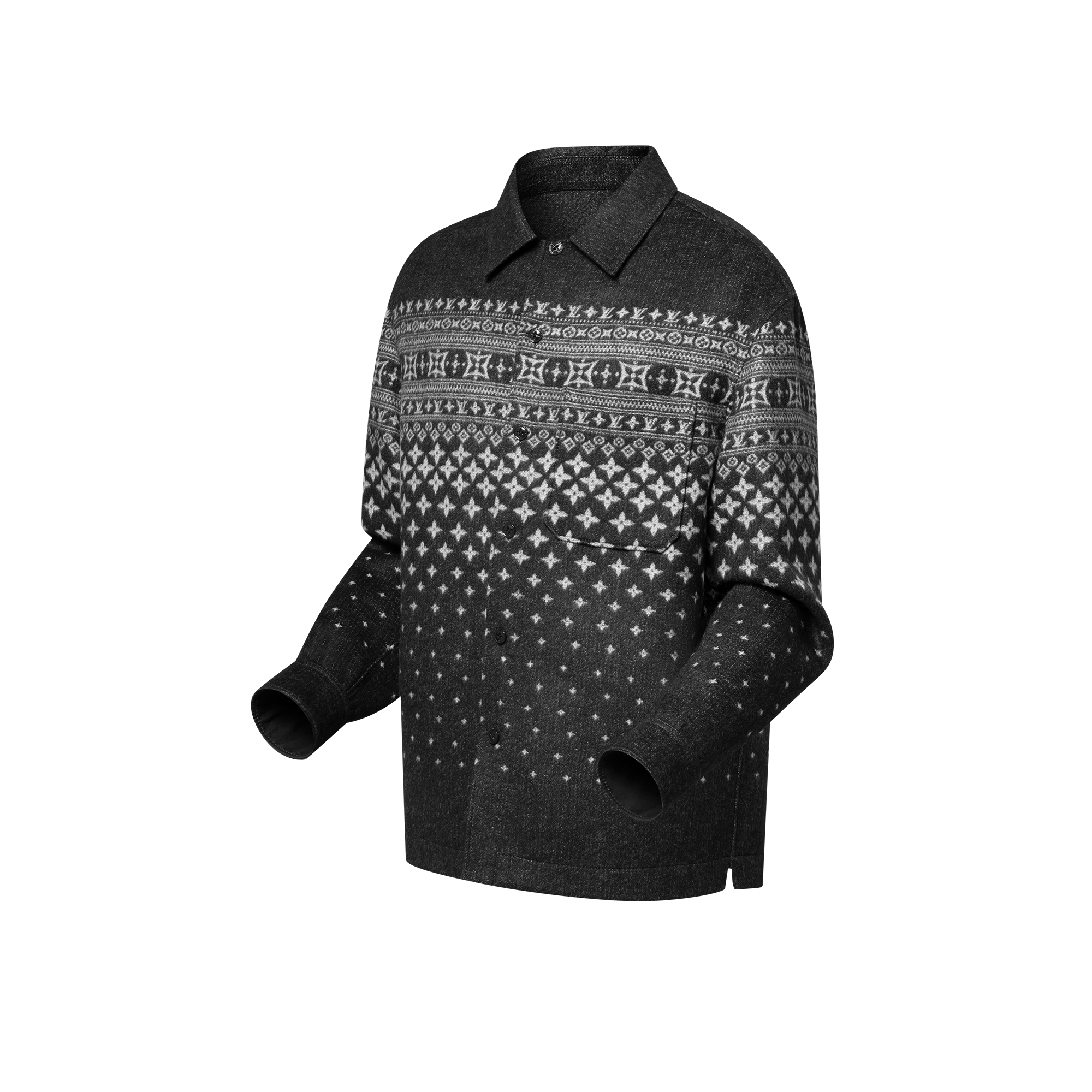 絲質、山羊絨及羊毛混紡雙面提花襯衫外套  in 男士