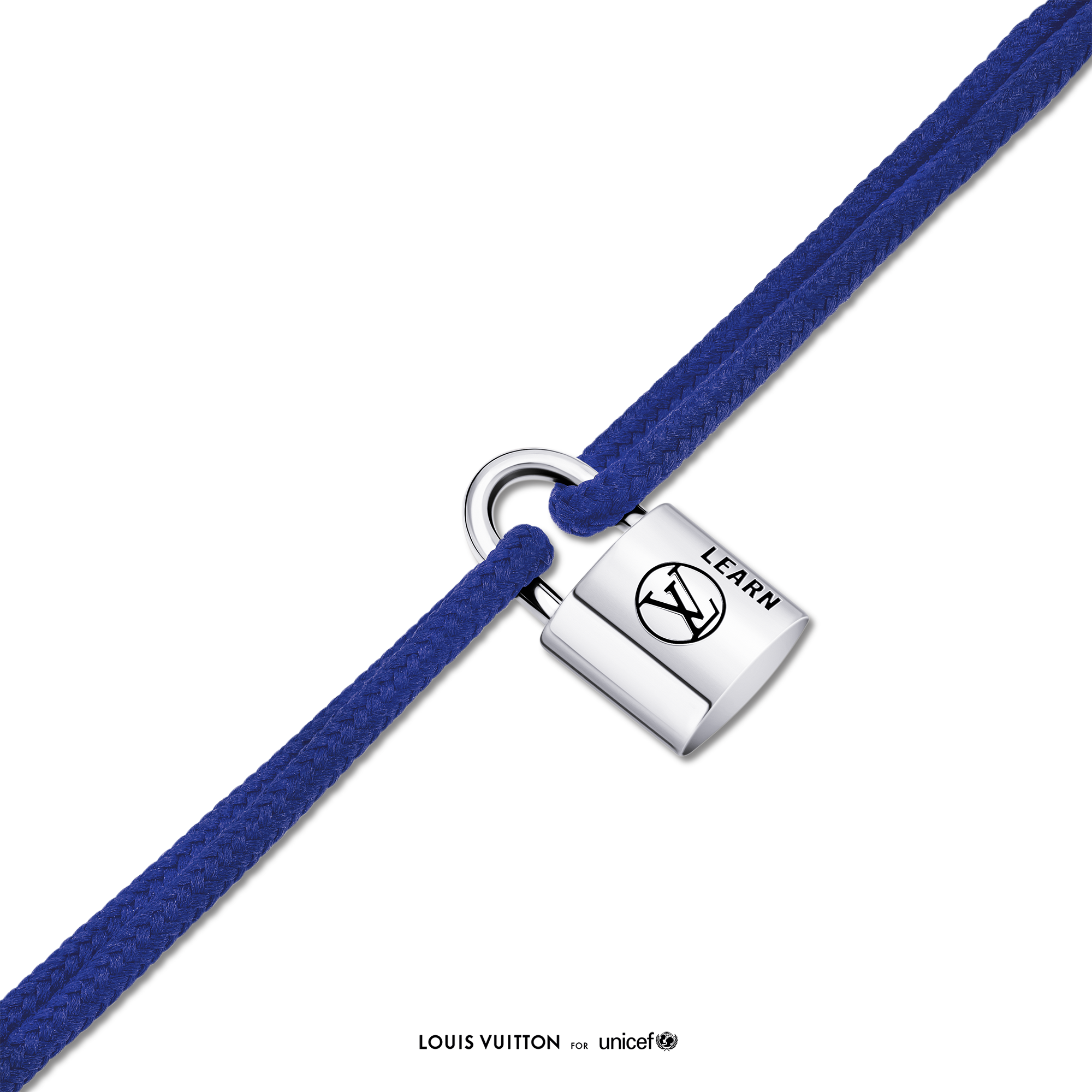 Silver Lockit 純銀黑色亮漆及藍色聚酯纖維繩手環  in 珠寶系列