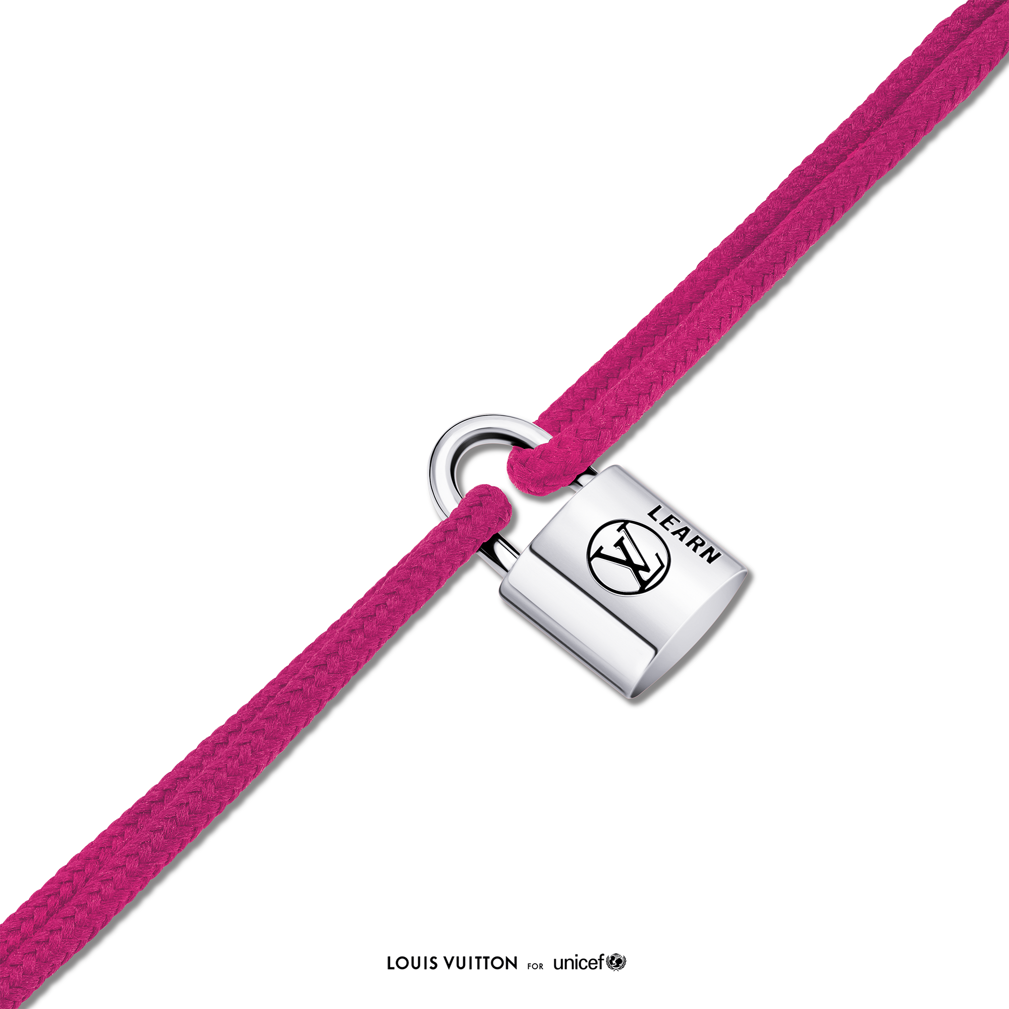 Silver Lockit 純銀黑色亮漆及粉紅色聚酯纖維繩手環  in 珠寶系列