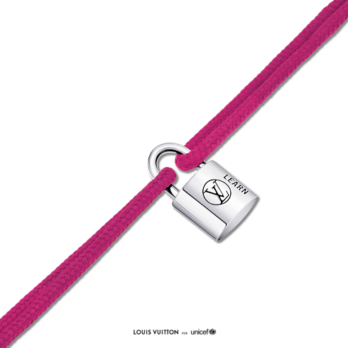 Silver Lockit 純銀黑色亮漆及粉紅色聚酯纖維繩手環 in 珠寶系列's 按類別瀏覽 手鐲 collections by Louis Vuitton (產品縮放)