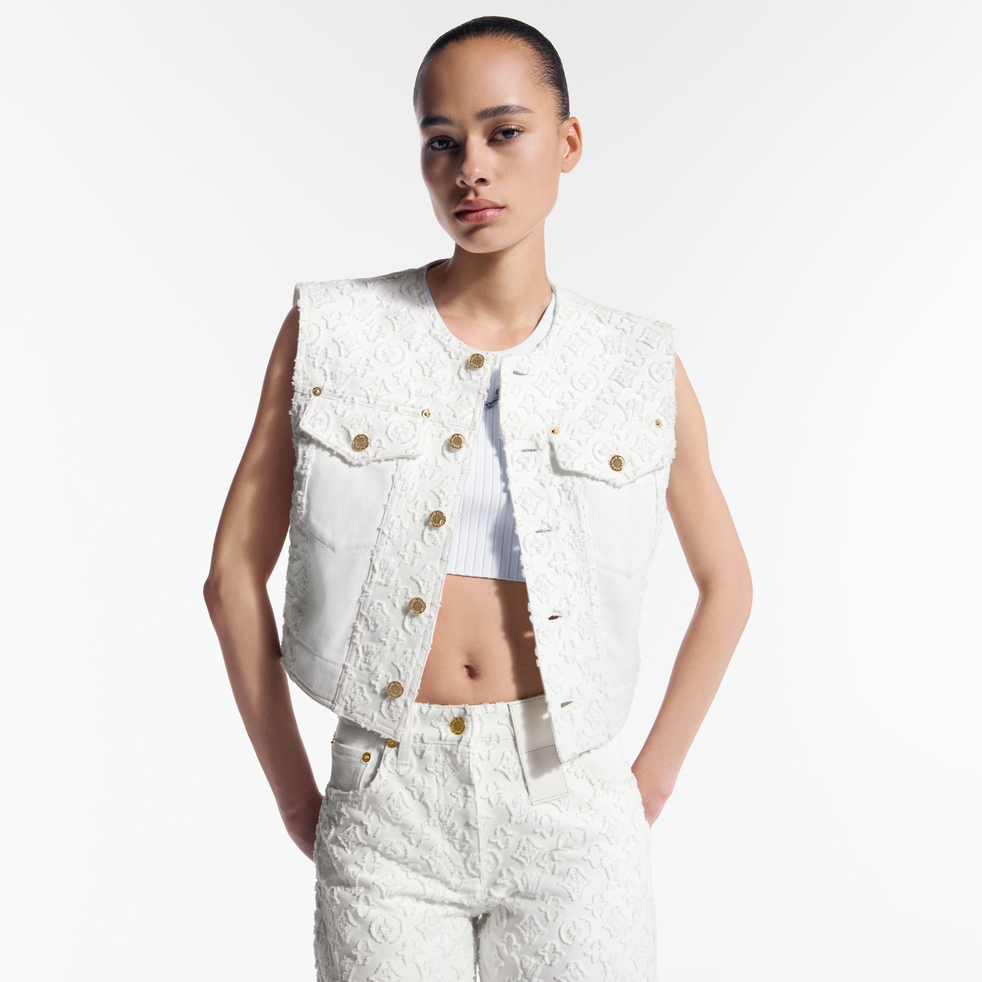 Monogram Fil Coupé 法式刺繡無袖牛仔外套  in 女士