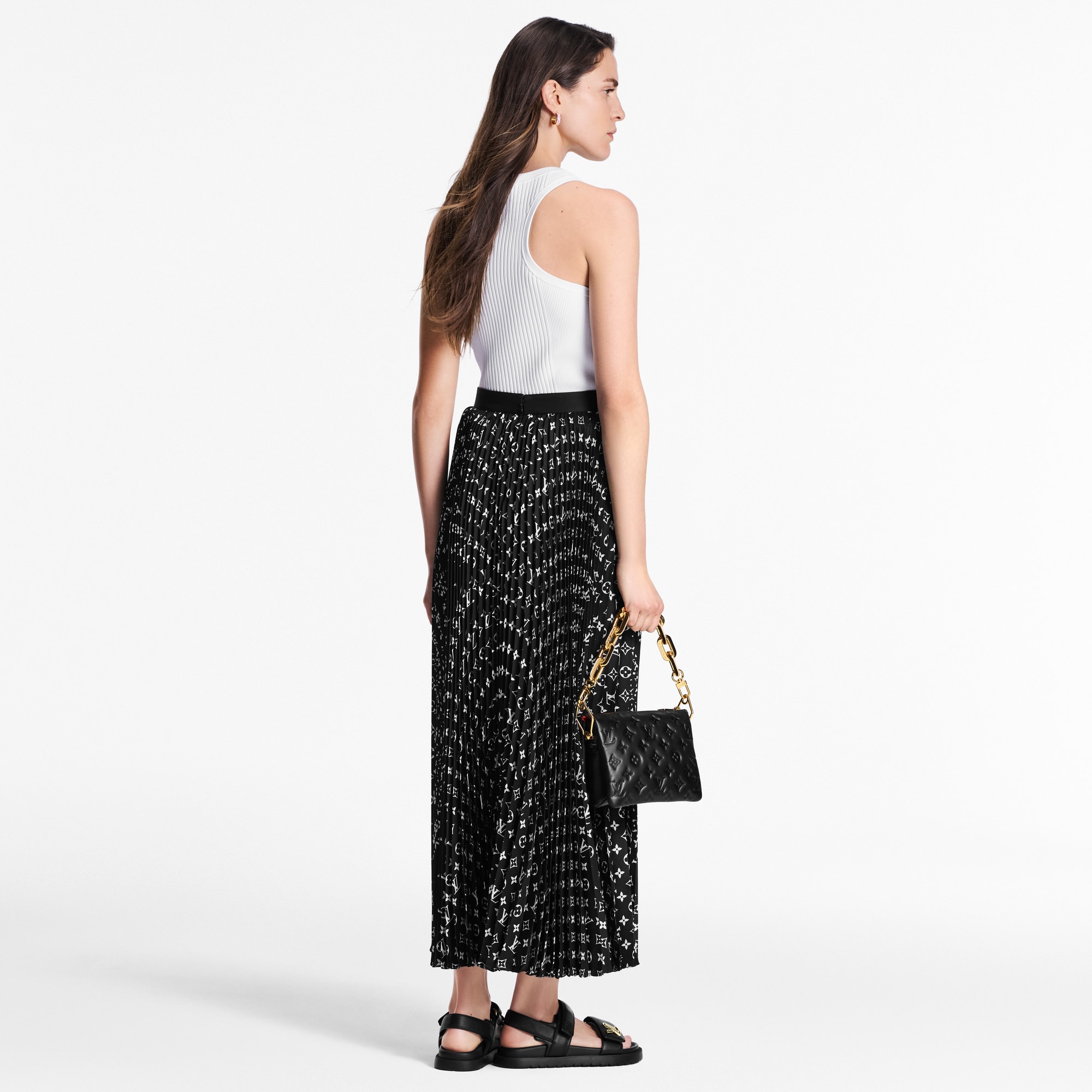 條紋裝飾 Monogram 褶襉半截裙  in 女士