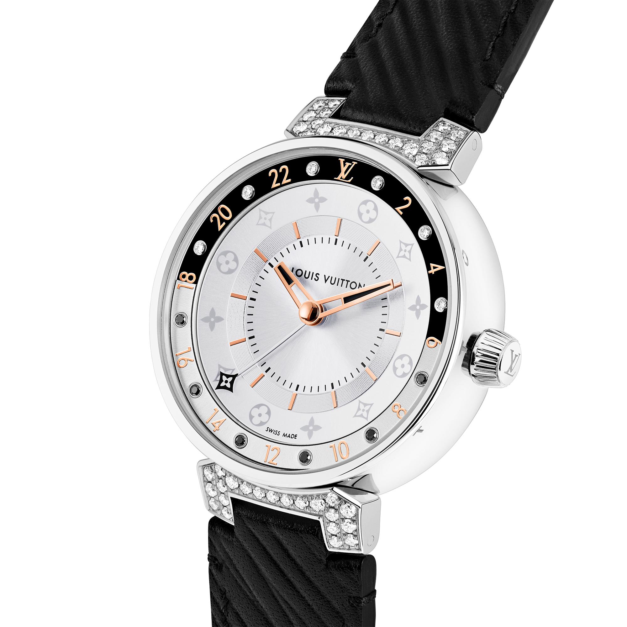 Tambour Moon Dual Time - 石英機芯、35毫米及精鋼  in 腕錶系列