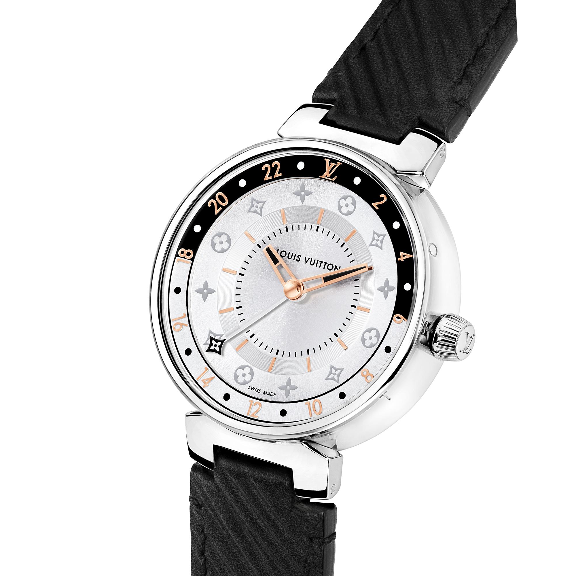 Tambour Moon Dual Time - 石英機芯、35毫米及精鋼  in 腕錶系列