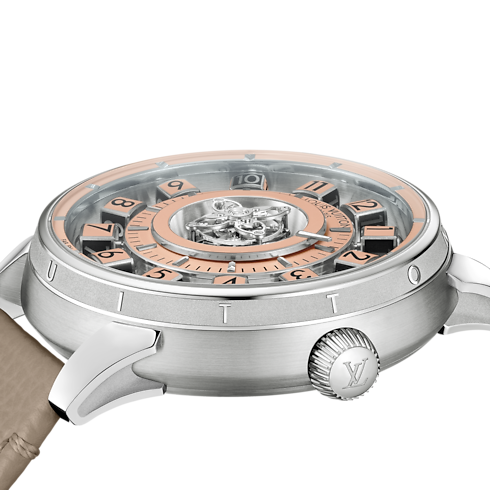 Tambour Spin Time Air Flying Tourbillon,自動機芯,42.5毫米,鉑金 in 腕錶系列's 腕錶總覽 } collections by Louis Vuitton (產品縮放)