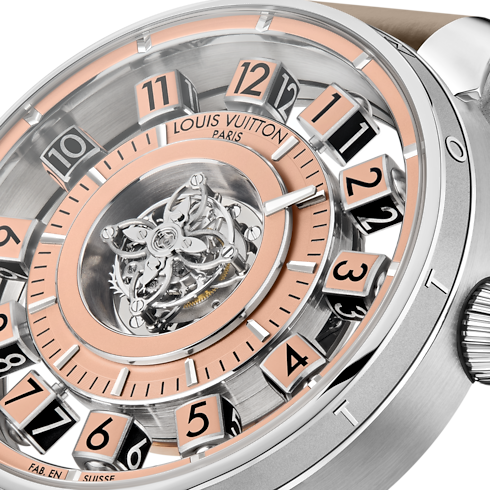 Tambour Spin Time Air Flying Tourbillon,自動機芯,42.5毫米,鉑金 in 腕錶系列's 腕錶總覽 } collections by Louis Vuitton (產品縮放)