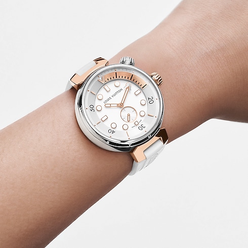 Tambour Street Diver - 石英機芯、39.5毫米、精鋼及玫瑰K金 in 腕錶系列's 腕錶總覽 } collections by Louis Vuitton (產品縮放)