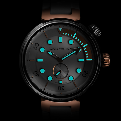 Tambour Street Diver - 石英機芯、39.5毫米、精鋼及玫瑰K金 in 腕錶系列's 腕錶總覽 } collections by Louis Vuitton (產品縮放)