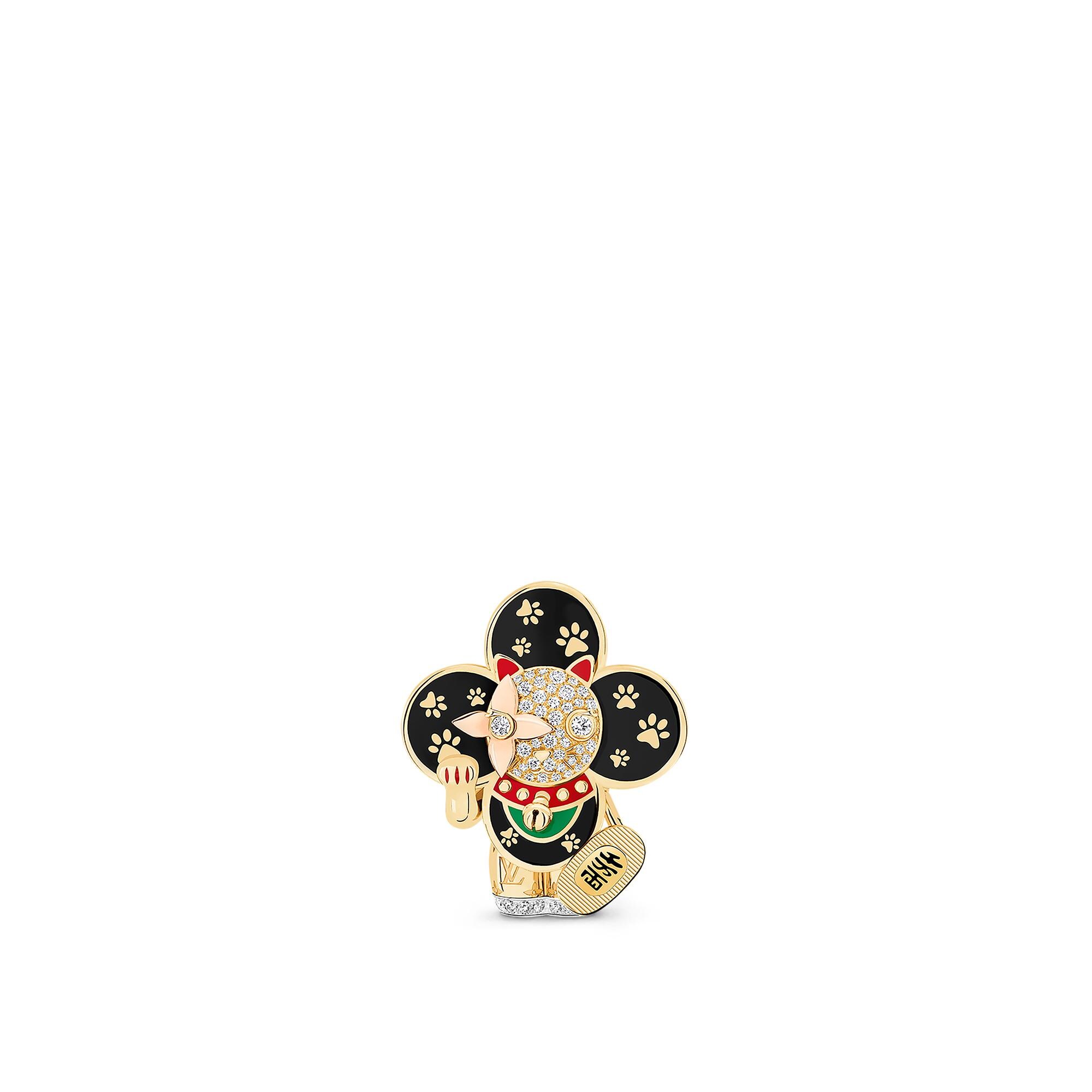 Vivienne Maneki Neko 三色K金及亮漆配鑽石吊墜  in 珠寶系列