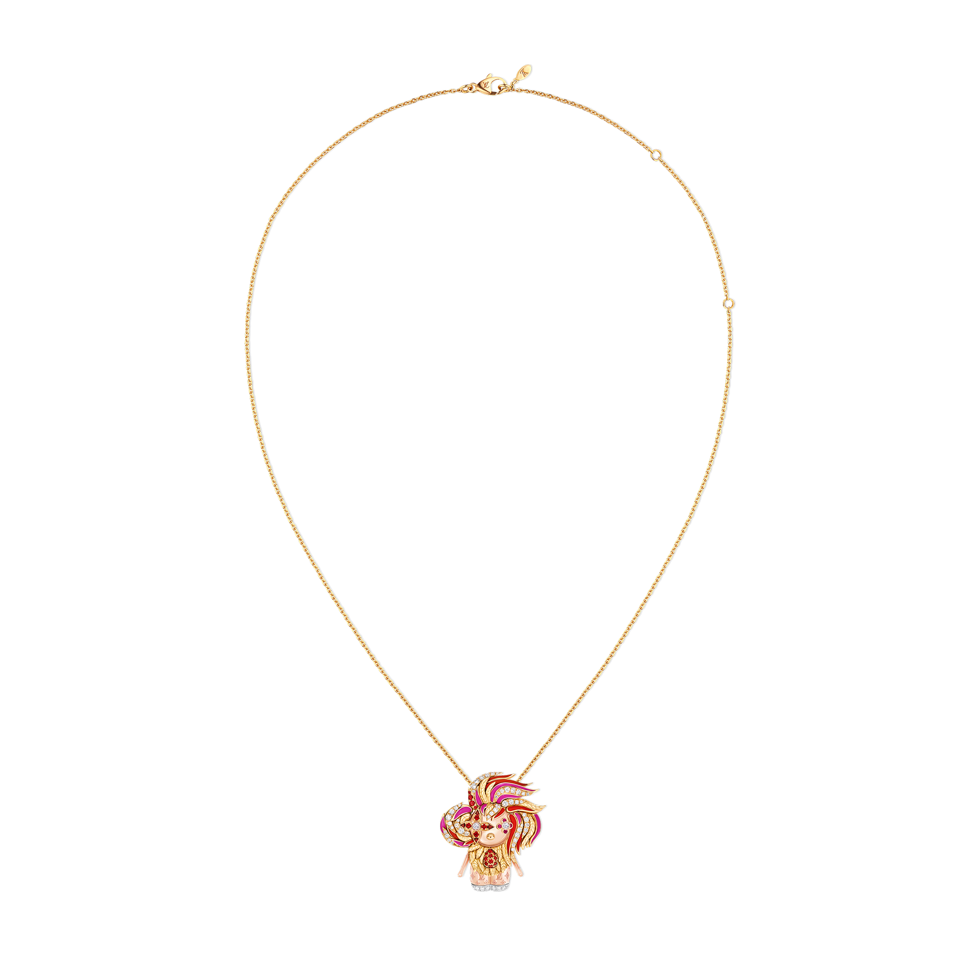 Vivienne Rooster 吊墜 - 配三色K金、亮漆、鑽石及彩色寶石  in Les Extraordinaires