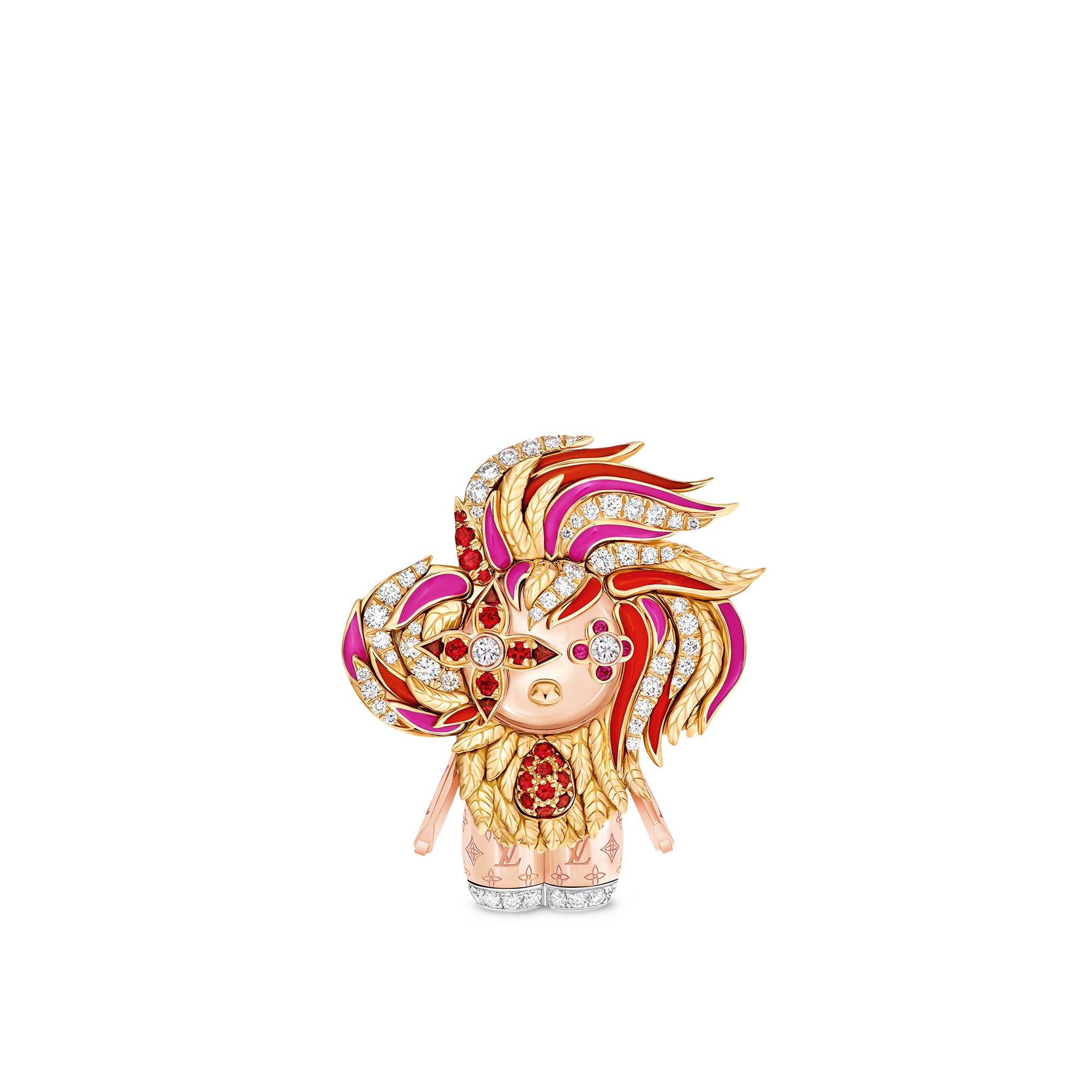 Vivienne Rooster 吊墜 - 配三色K金、亮漆、鑽石及彩色寶石  in Les Extraordinaires