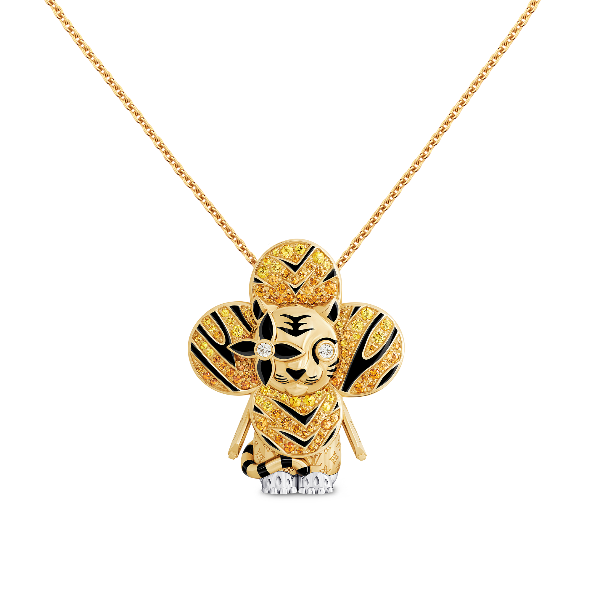 Vivienne Tiger 吊墜 - 配黃K金、白K金、亮漆、鑽石及彩色寶石  in 珠寶系列